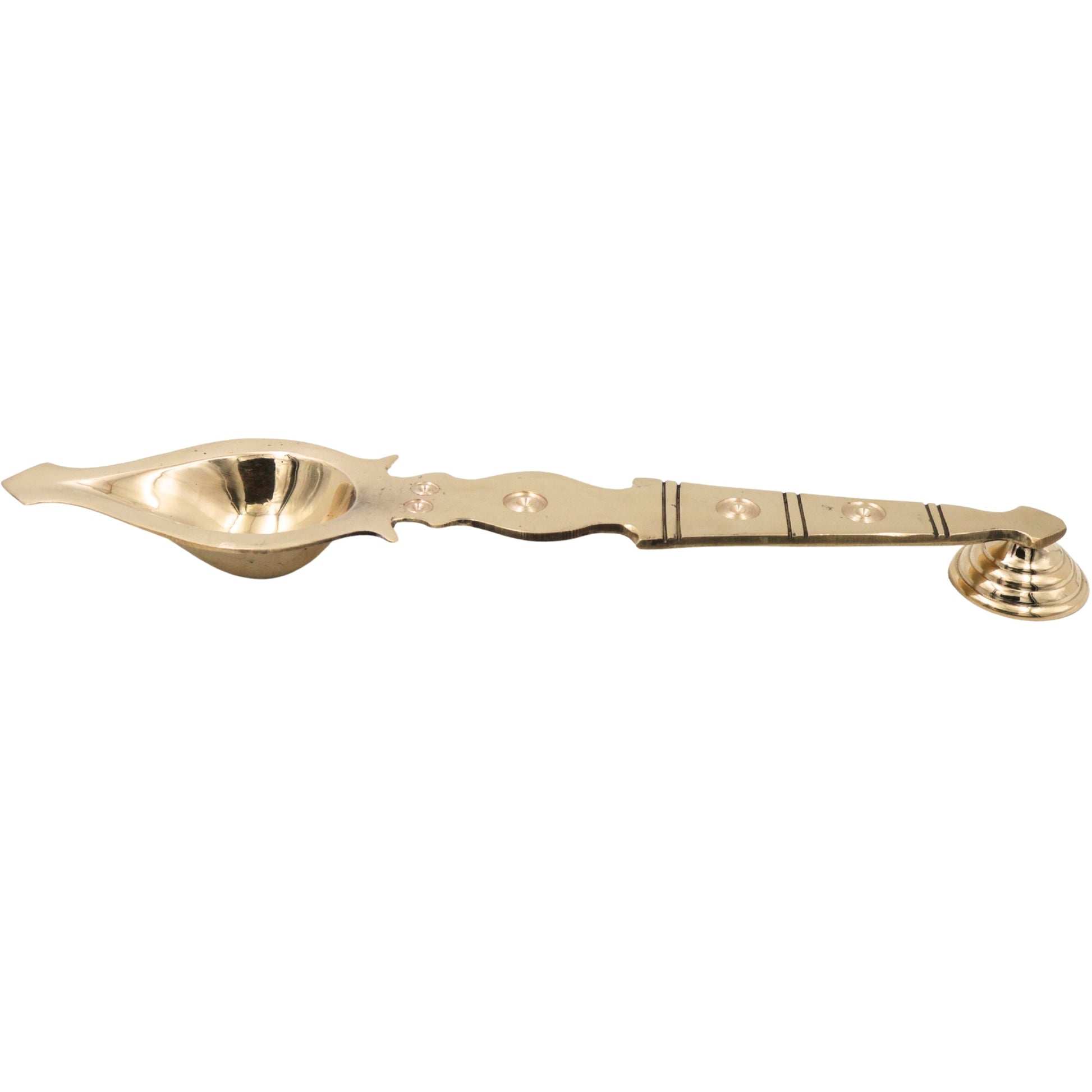 Brass Aarti Burner Kapoor Dani Camphor Diya Pooja Aarthi Deepam Harathi Deep Karpur Dani Peetal Pital Pittal Mandir Temple Pooja Samagri Traditional Brass Aarti Lamp Holder, Gold, 12 Inch, 1 Piece