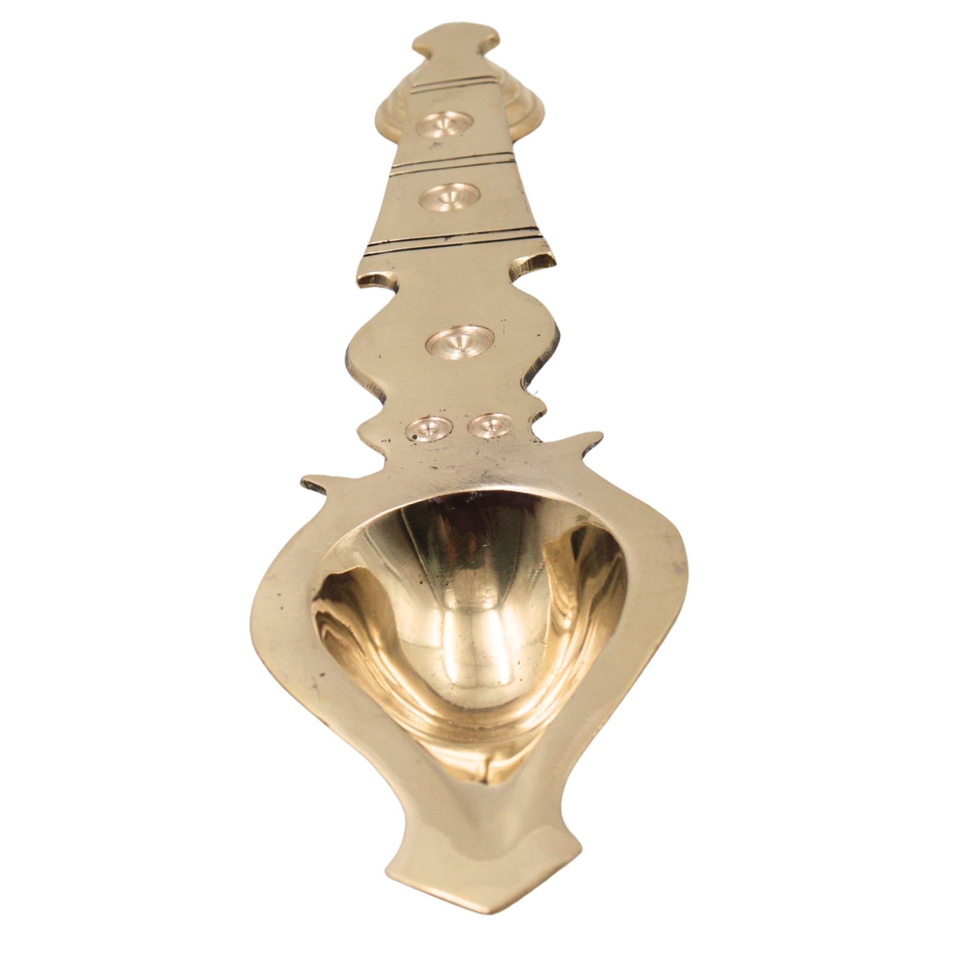Brass Aarti Burner Kapoor Dani Camphor Diya Pooja Aarthi Deepam Harathi Deep Karpur Dani Peetal Pital Pittal Mandir Temple Pooja Samagri Traditional Brass Aarti Lamp Holder, Gold, 12 Inch, 1 Piece