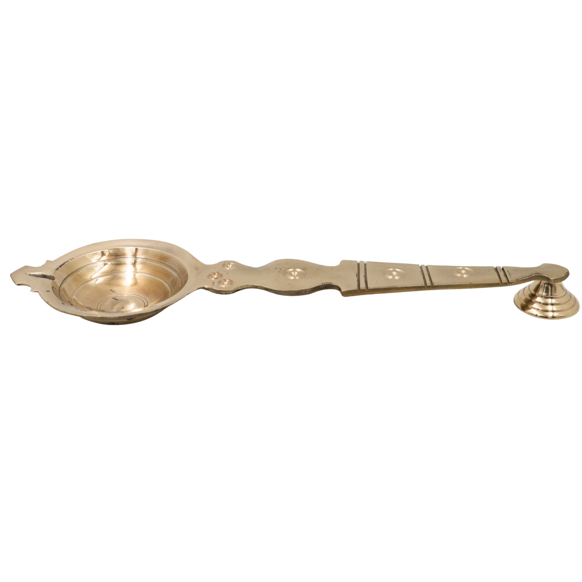 Brass Aarti Burner Kapoor Dani Camphor Lamp Peetal Pital Pittal Karpoora Harathi Aarti Deepam Pooja Diya Mandir Temple Brass Aarti Lamp Traditional Pooja Samagri, Gold, 12 Inch, 1 Piece