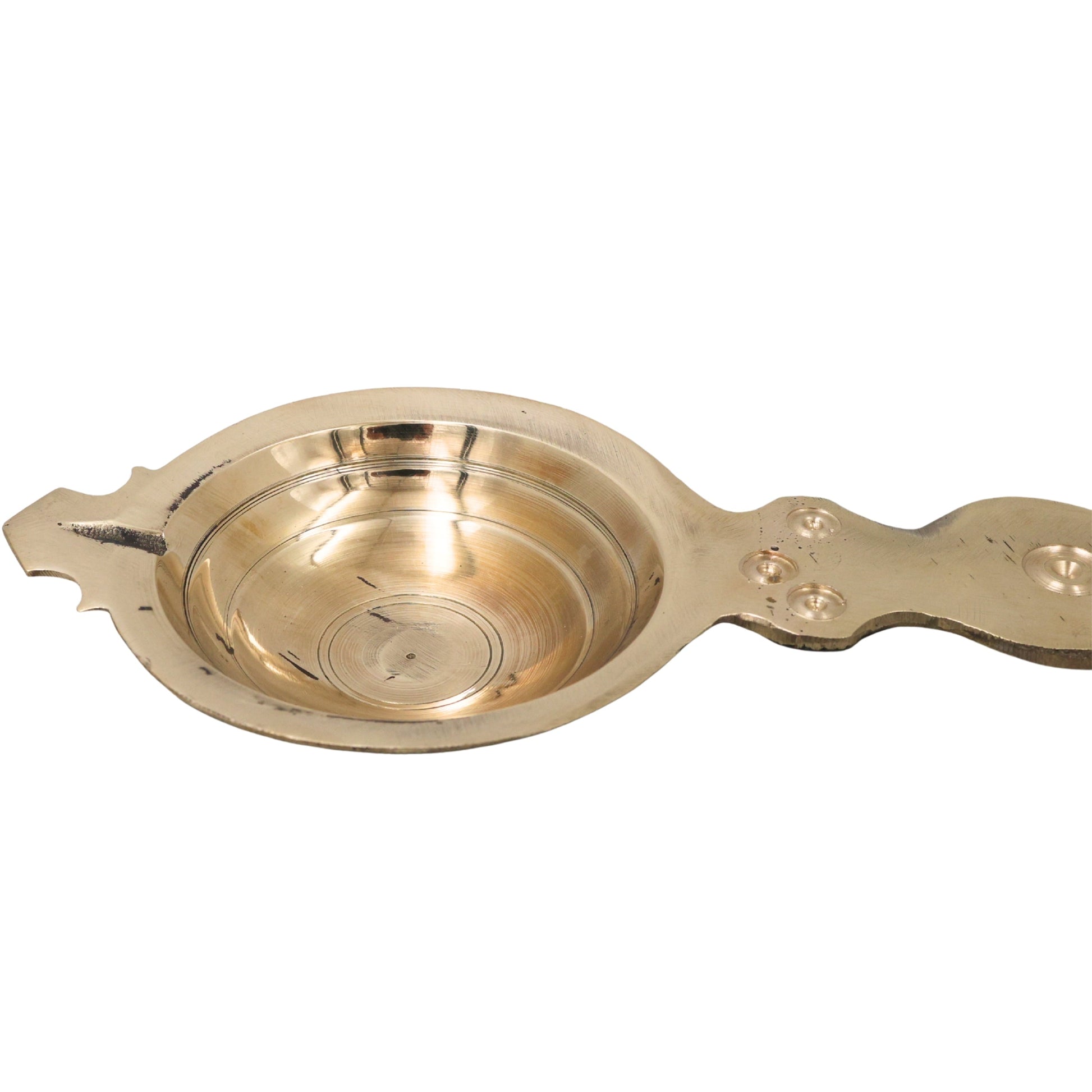 Brass Aarti Burner Kapoor Dani Camphor Lamp Peetal Pital Pittal Karpoora Harathi Aarti Deepam Pooja Diya Mandir Temple Brass Aarti Lamp Traditional Pooja Samagri, Gold, 12 Inch, 1 Piece