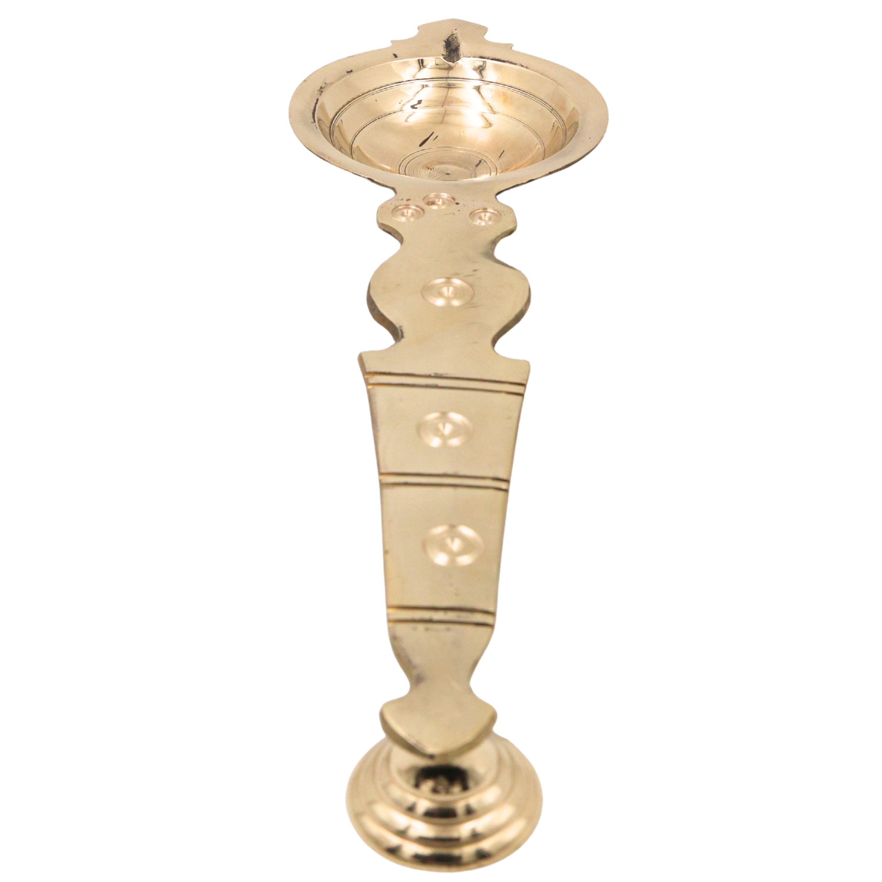 Brass Aarti Burner Kapoor Dani Camphor Lamp Peetal Pital Pittal Karpoora Harathi Aarti Deepam Pooja Diya Mandir Temple Brass Aarti Lamp Traditional Pooja Samagri, Gold, 12 Inch, 1 Piece