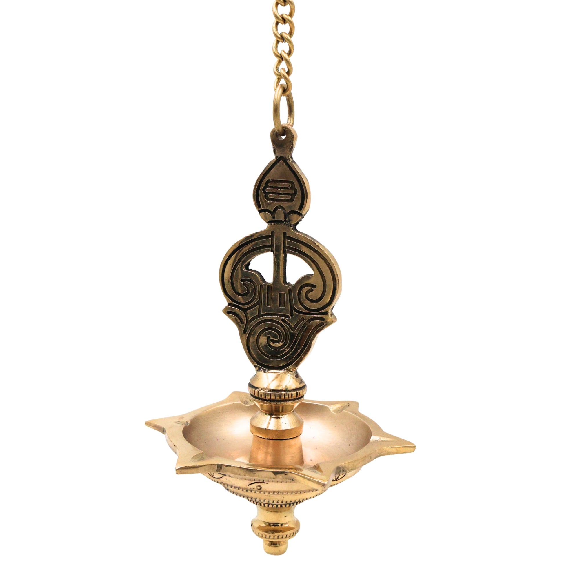 Brass Murugan Hanging Lamp Kartikeya Subramanya Skanda Shanmukha Arumuga Saravana Kumara Swamy Vilakku Traditional South Indian Temple Pooja Hanging Deepam Mayil Vel Muruga Diya Decor, Gold, 22.5 Inch, 1 Piece