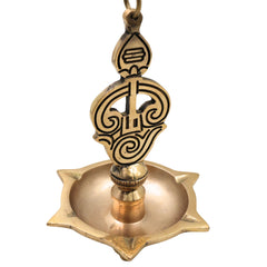 Brass Murugan Hanging Lamp Kartikeya Subramanya Skanda Shanmukha Arumuga Saravana Kumara Swamy Vilakku Traditional South Indian Temple Pooja Hanging Deepam Mayil Vel Muruga Diya Decor, Gold, 22.5 Inch, 1 Piece