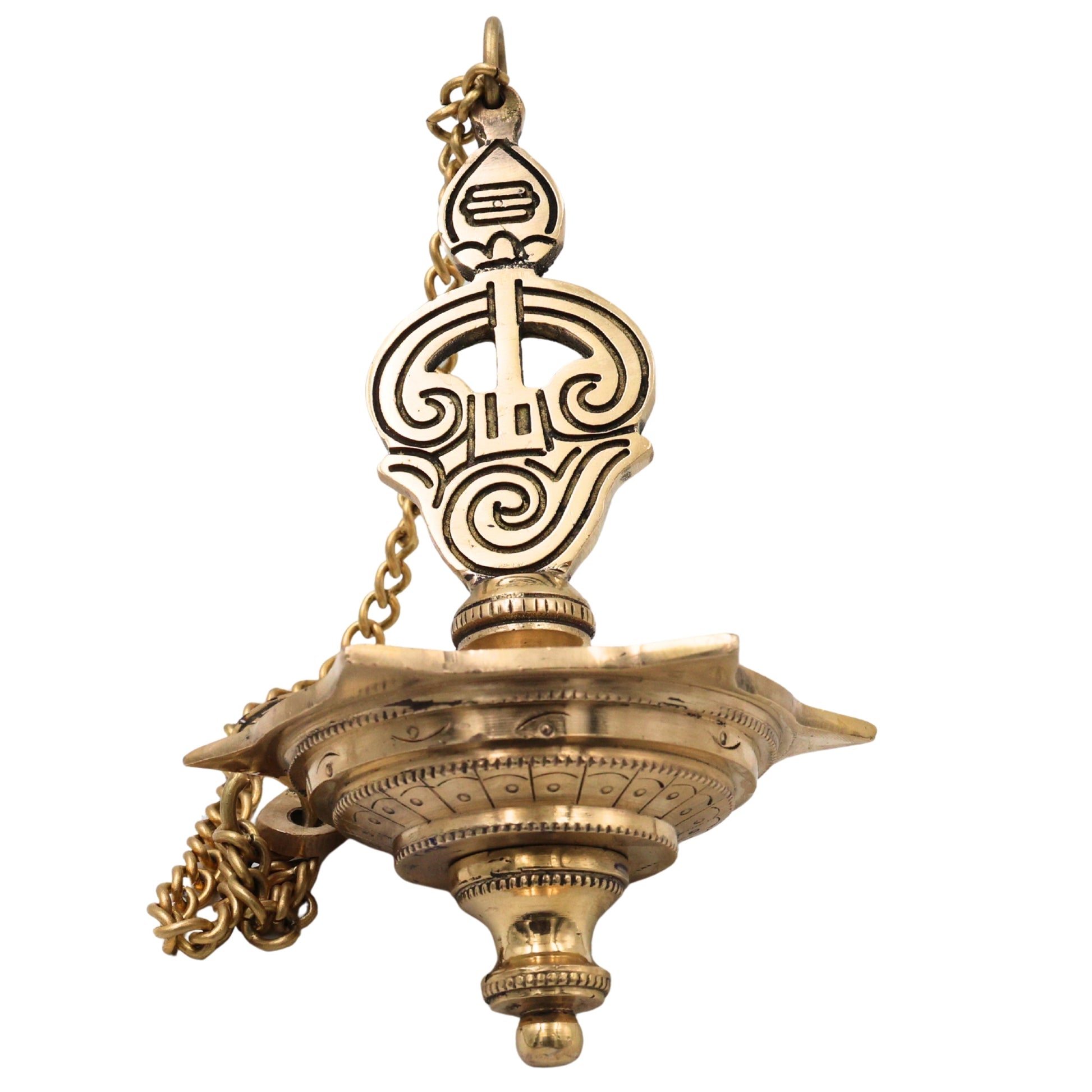 Brass Murugan Hanging Lamp Kartikeya Subramanya Skanda Shanmukha Arumuga Saravana Kumara Swamy Vilakku Traditional South Indian Temple Pooja Hanging Deepam Mayil Vel Muruga Diya Decor, Gold, 22.5 Inch, 1 Piece