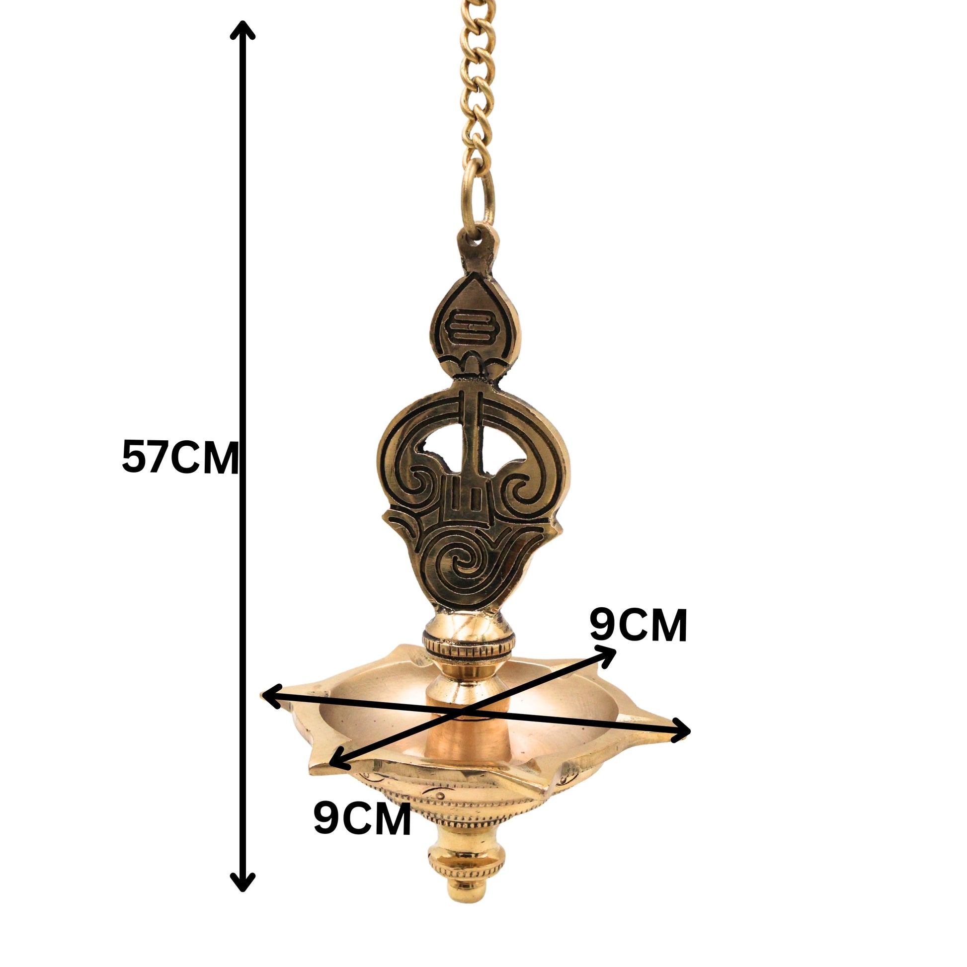 Brass Murugan Hanging Lamp Kartikeya Subramanya Skanda Shanmukha Arumuga Saravana Kumara Swamy Vilakku Traditional South Indian Temple Pooja Hanging Deepam Mayil Vel Muruga Diya Decor, Gold, 22.5 Inch, 1 Piece