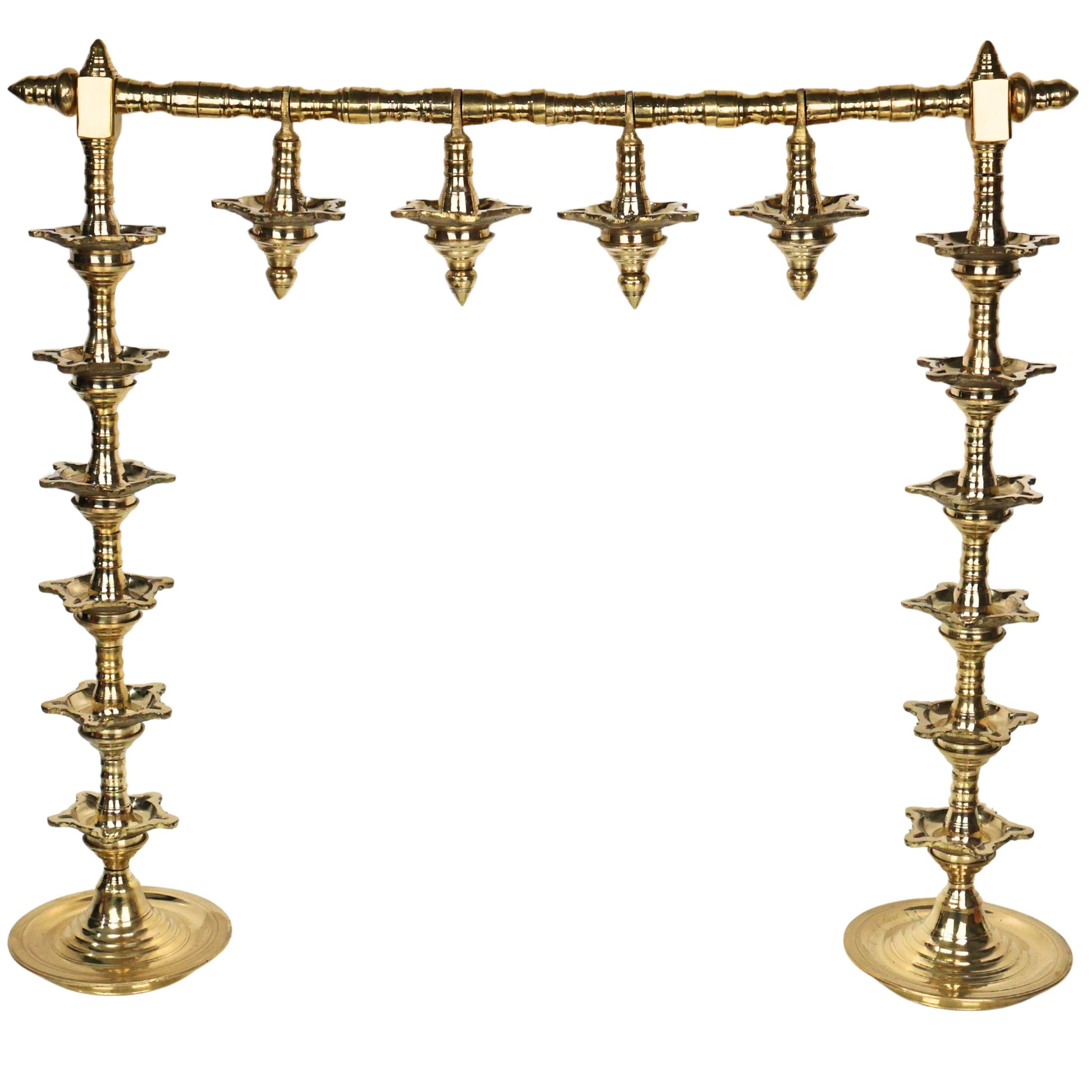 Brass Lamp Stand Deepa Stambh Kuthu Vilakku Nilavilakku Samai Pooja Deepam Stand Traditional Peetal Pittalai Vilakku Diya Stand Temple Lamp Stand Heavy Brass Akhand Jyot Pooja Lamp Stand 56 cm, Gold, 22 Inch, 1 Piece