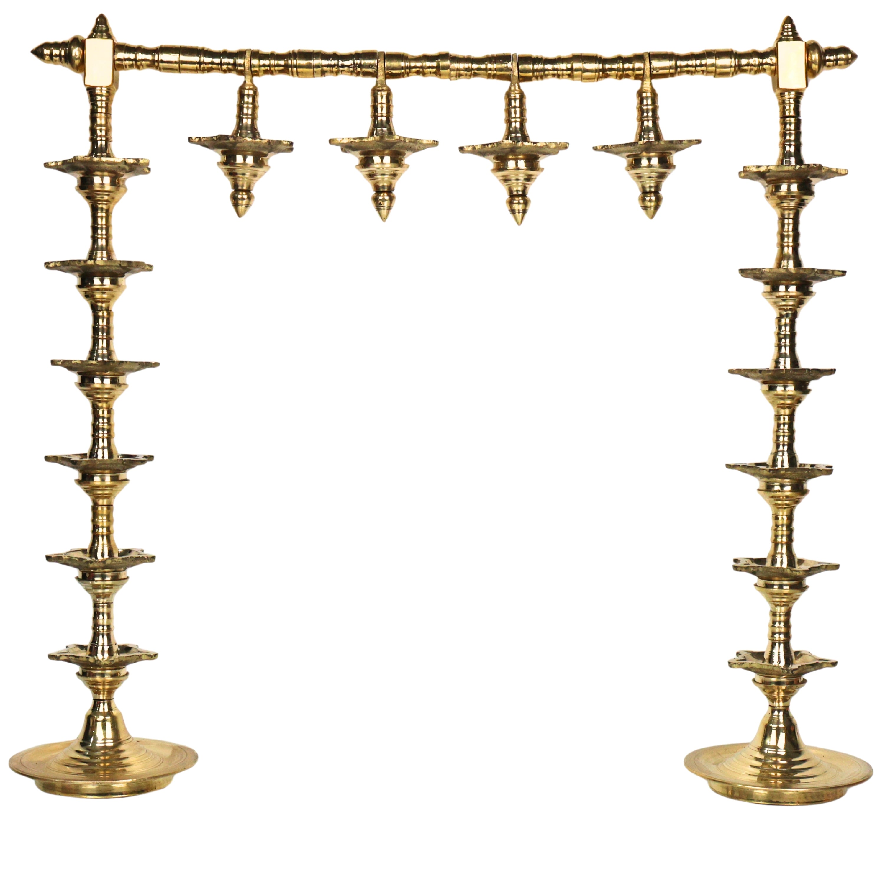 Brass Lamp Stand Deepa Stambh Kuthu Vilakku Nilavilakku Samai Pooja Deepam Stand Traditional Peetal Pittalai Vilakku Diya Stand Temple Lamp Stand Heavy Brass Akhand Jyot Pooja Lamp Stand 56 cm, Gold, 22 Inch, 1 Piece