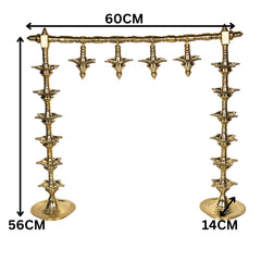 Brass Lamp Stand Deepa Stambh Kuthu Vilakku Nilavilakku Samai Pooja Deepam Stand Traditional Peetal Pittalai Vilakku Diya Stand Temple Lamp Stand Heavy Brass Akhand Jyot Pooja Lamp Stand 56 cm, Gold, 22 Inch, 1 Piece