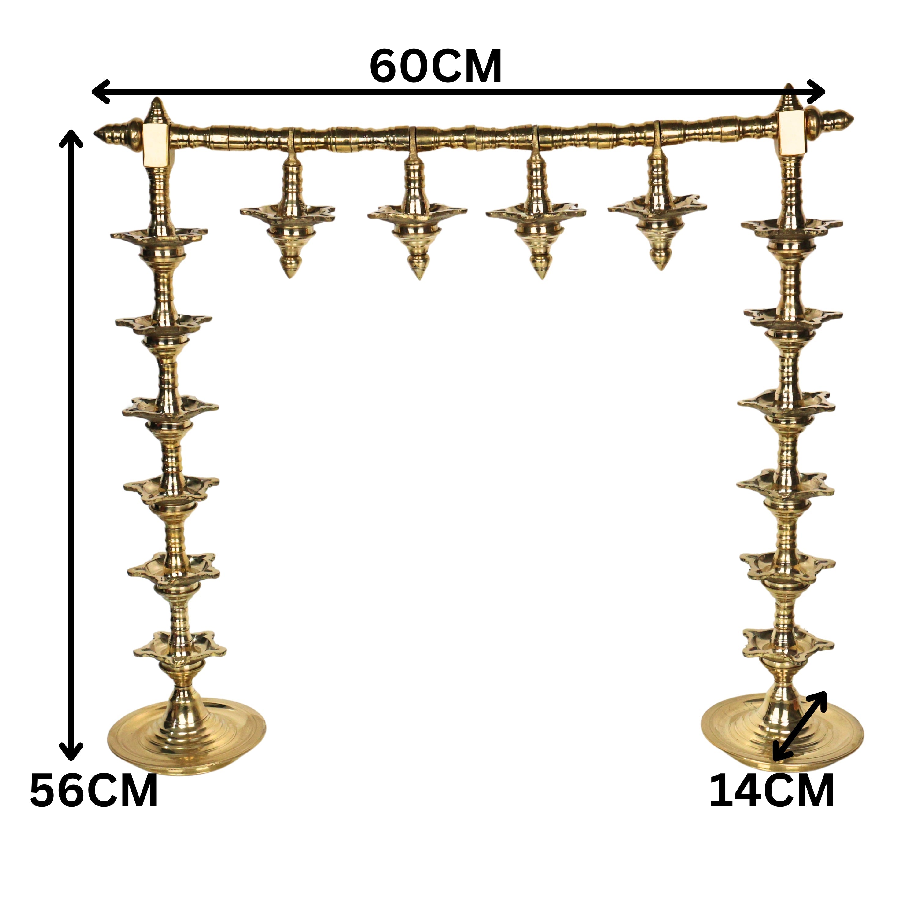 Brass Lamp Stand Deepa Stambh Kuthu Vilakku Nilavilakku Samai Pooja Deepam Stand Traditional Peetal Pittalai Vilakku Diya Stand Temple Lamp Stand Heavy Brass Akhand Jyot Pooja Lamp Stand 56 cm, Gold, 22 Inch, 1 Piece