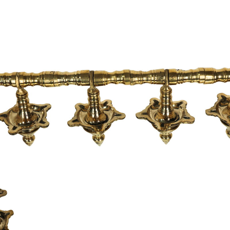 Brass Traditional Deepa Stambh Lamp Stand Kuthu Vilakku Nilavilakku Samai Peetal Pittalai Temple Pooja Oil Lamp Stand Large Floor Diya Stand South Indian Mandir Deepam Stand Decorative Brass Vilakku, Gold, 30.5 Inch, 1 Piece