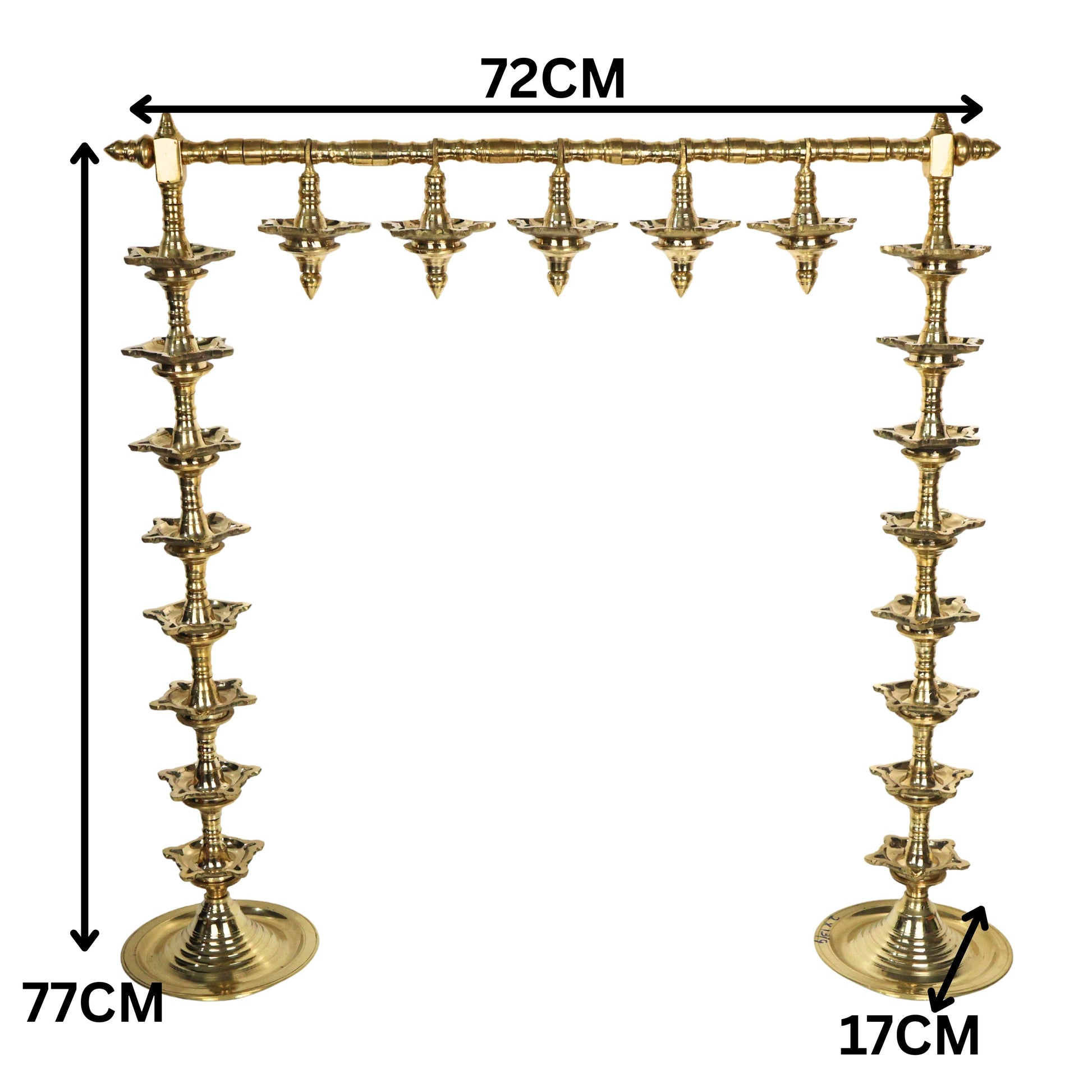 Brass Traditional Deepa Stambh Lamp Stand Kuthu Vilakku Nilavilakku Samai Peetal Pittalai Temple Pooja Oil Lamp Stand Large Floor Diya Stand South Indian Mandir Deepam Stand Decorative Brass Vilakku, Gold, 30.5 Inch, 1 Piece