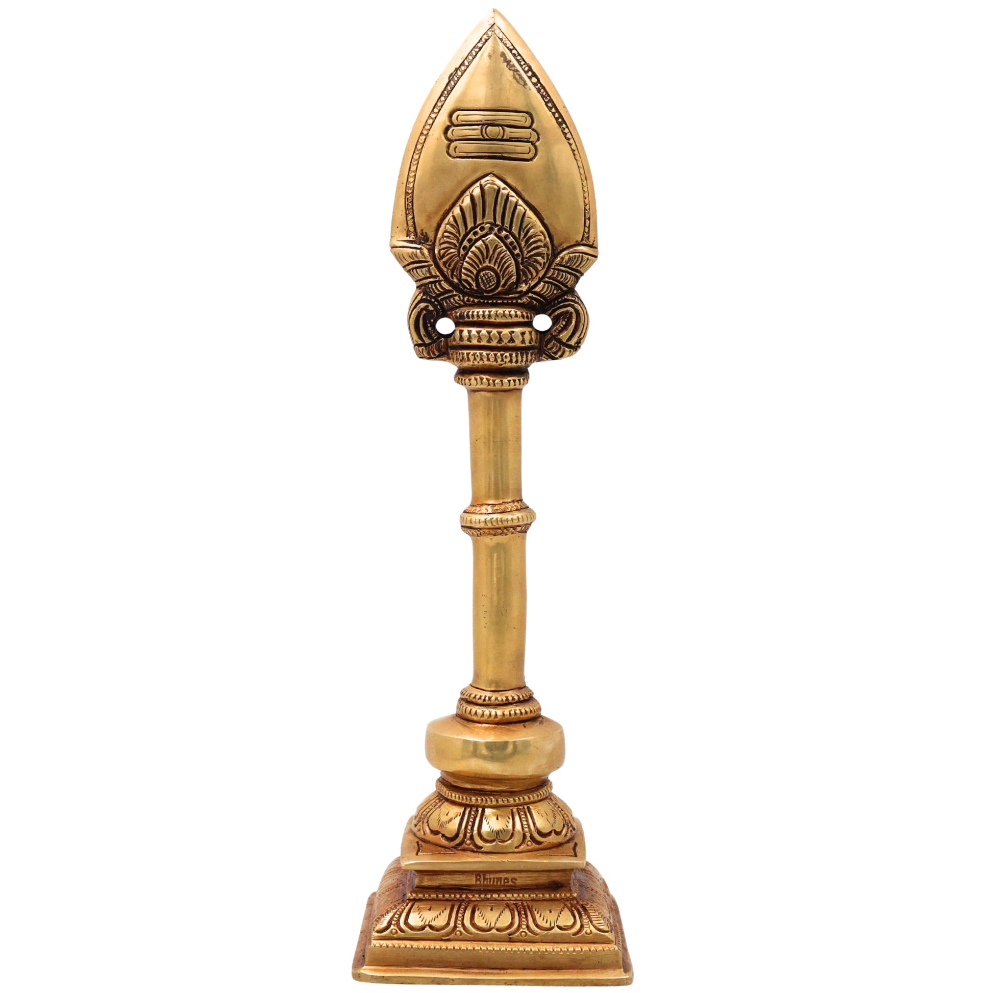 Brass Murugan Vel Velayudham Kartikeya Subramanya Skanda Sacred Vel Ayudha Pooja Idol 30cm, Gold, 12 Inch, 1 Piece