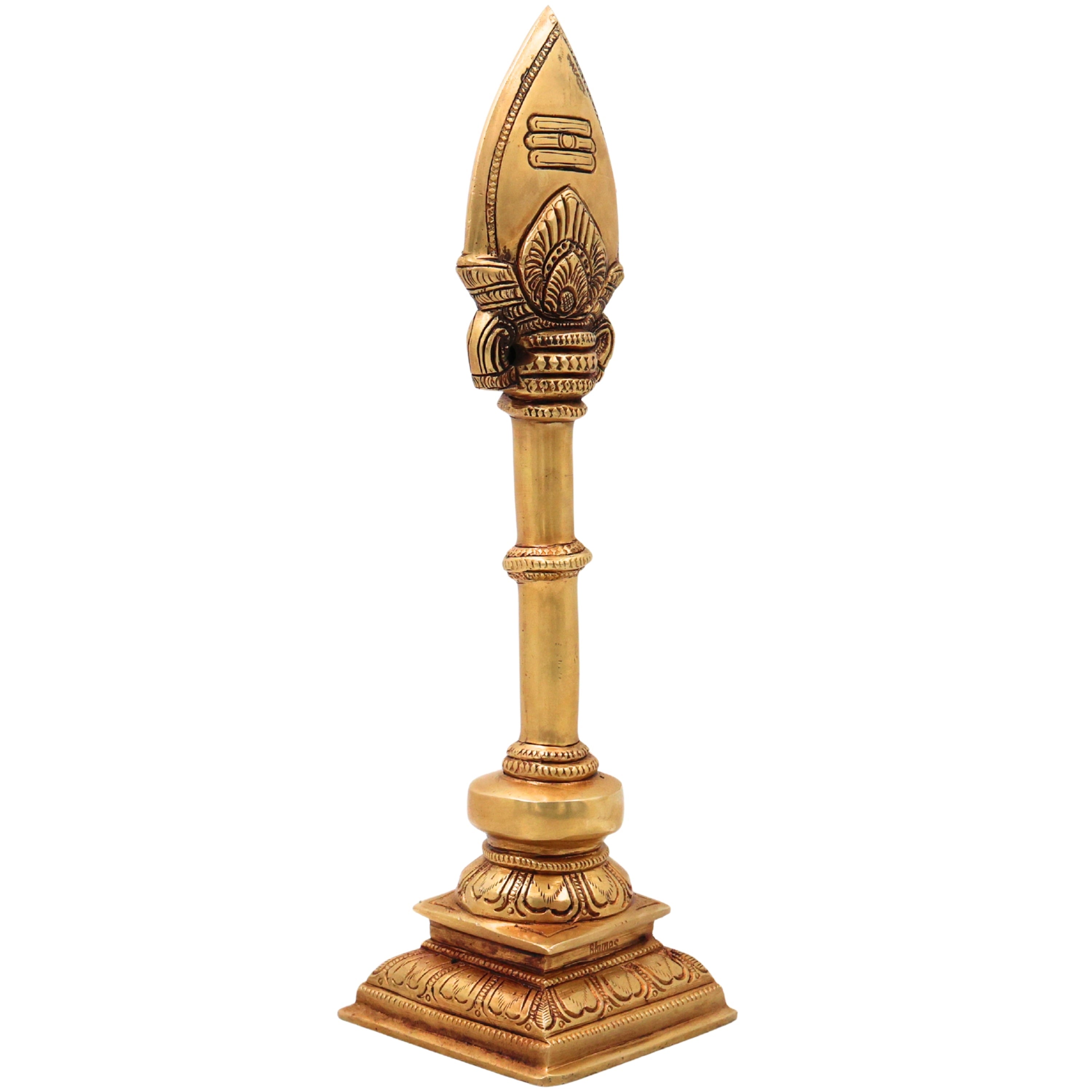 Brass Murugan Vel Velayudham Kartikeya Subramanya Skanda Sacred Vel Ayudha Pooja Idol 30cm, Gold, 12 Inch, 1 Piece