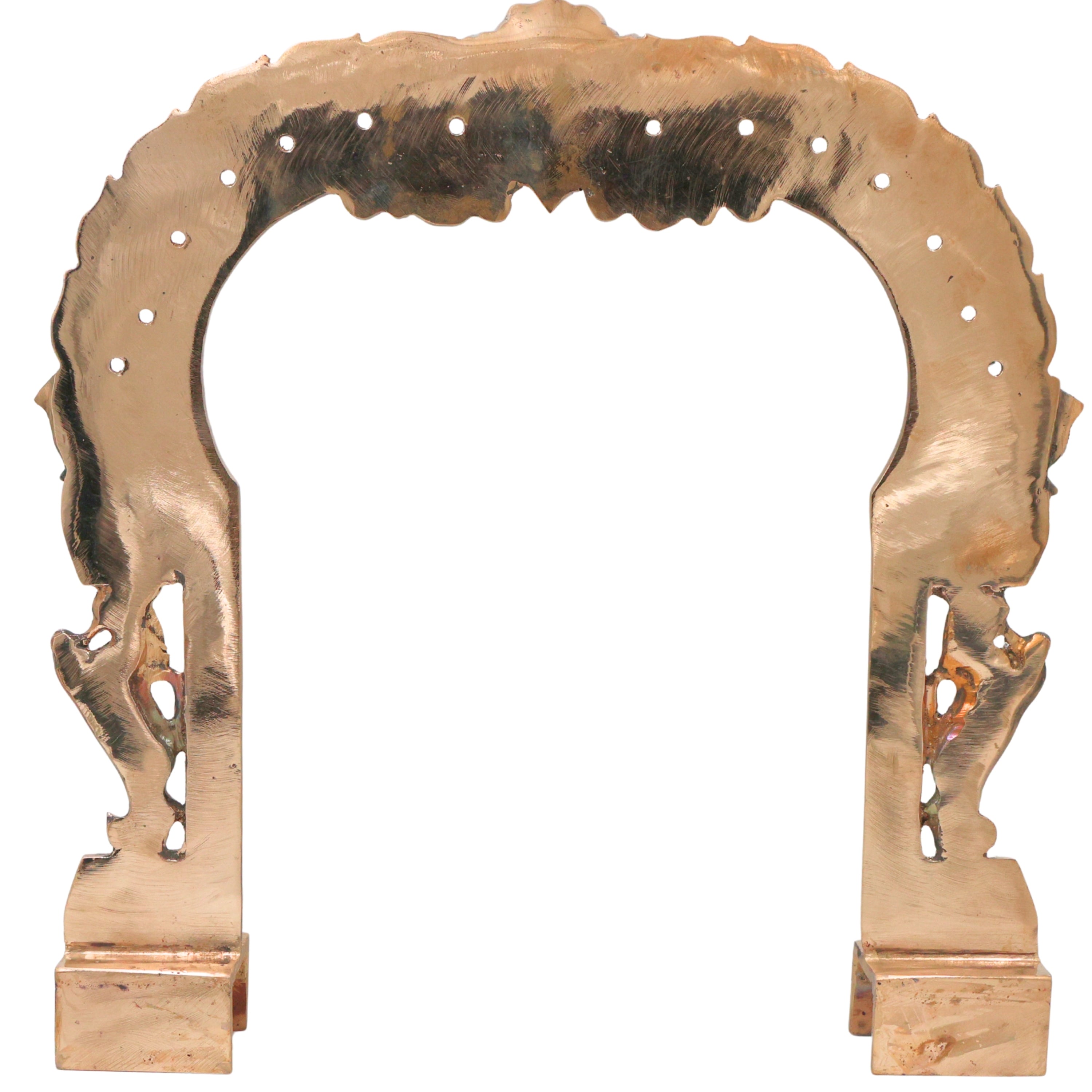 Bronze Prabhavali Arch Makara Torana Kirtimukha Prabha Mandala Vigraha Murti Back Frame Temple Mandir Puja Decor Panchaloha Style Kavacha Arch Frame 34 cm, Gold, 13.5 Inch, 1 Piece