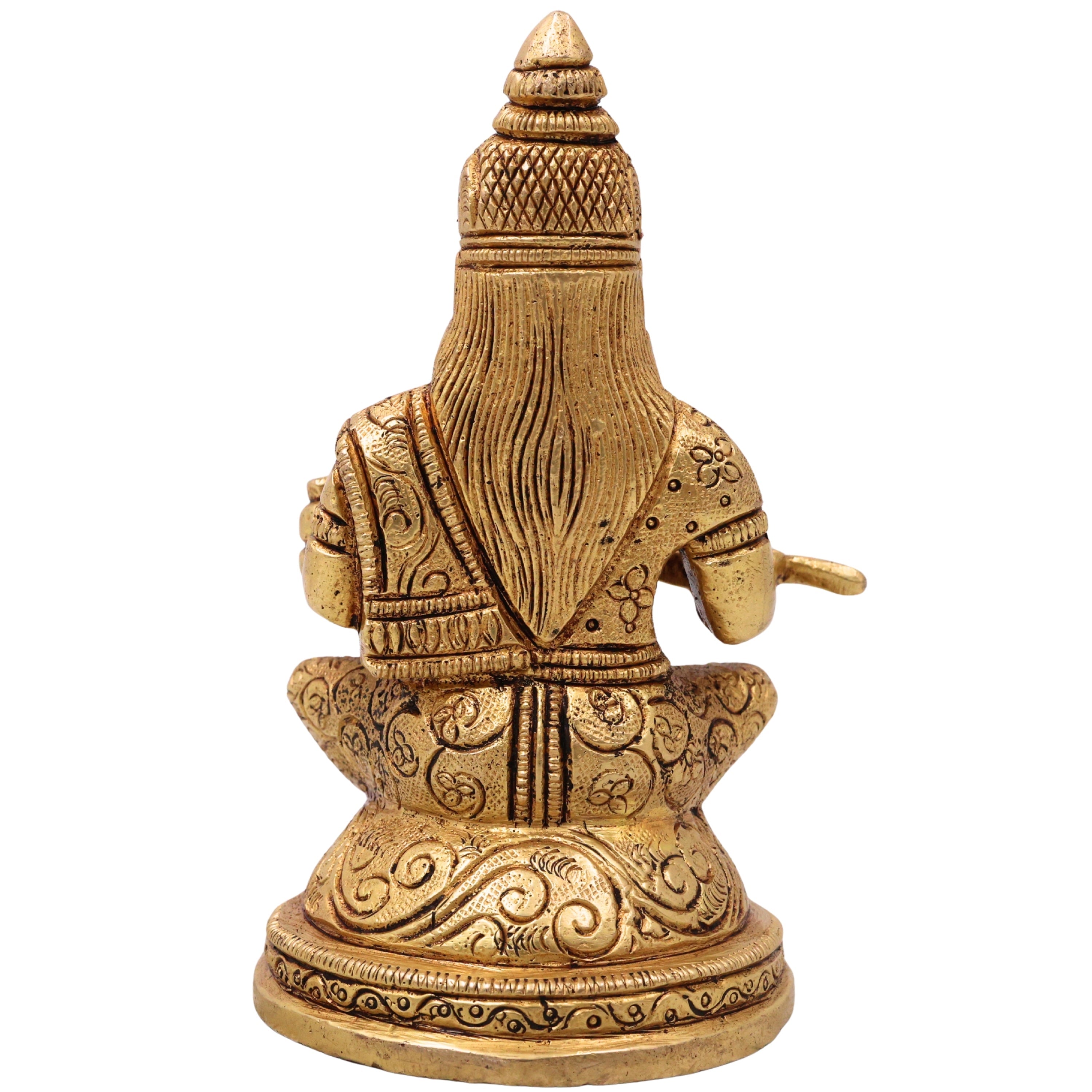 Brass Annapurneshwari Annapurna Devi Idol Annapoorna Amman Murti Peetal Pital Vigraha Moorti for Puja Mandir Home Decor Gift Statue, Gold, 6 Inch, 1 Piece