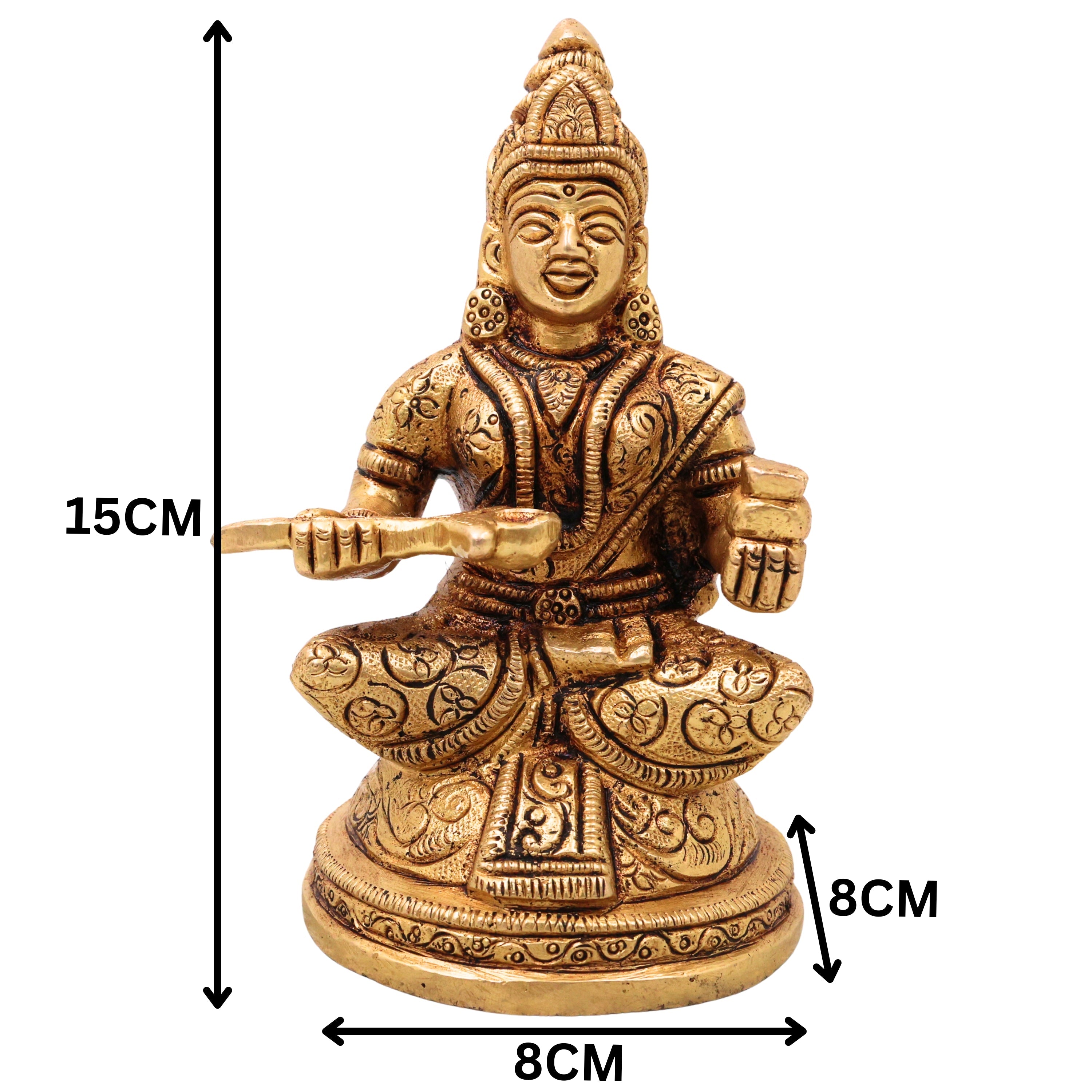Brass Annapurneshwari Annapurna Devi Idol Annapoorna Amman Murti Peetal Pital Vigraha Moorti for Puja Mandir Home Decor Gift Statue, Gold, 6 Inch, 1 Piece