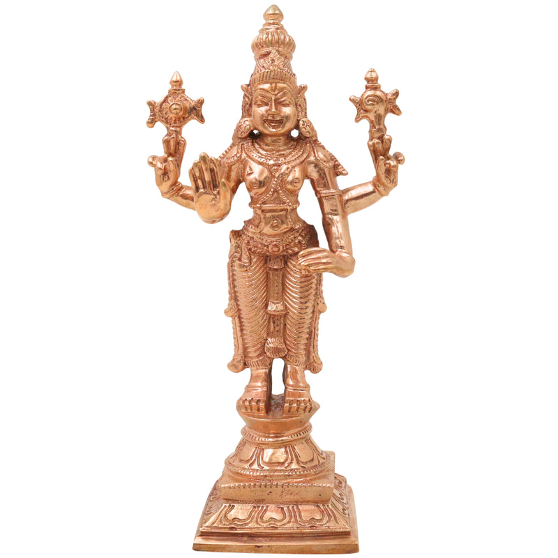 Bronze Perumal Vishnu Idol Sri Narayana Venkateshwara Balaji Lakshmi Narayan Ranganatha Murti Kansa Kamsya Handcrafted Temple Statue for Puja Home Decor, Gold, 6 Inch, 1 Piece