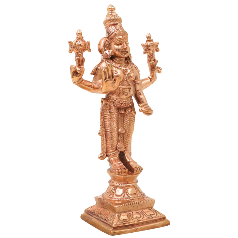 Bronze Perumal Vishnu Idol Sri Narayana Venkateshwara Balaji Lakshmi Narayan Ranganatha Murti Kansa Kamsya Handcrafted Temple Statue for Puja Home Decor, Gold, 6 Inch, 1 Piece