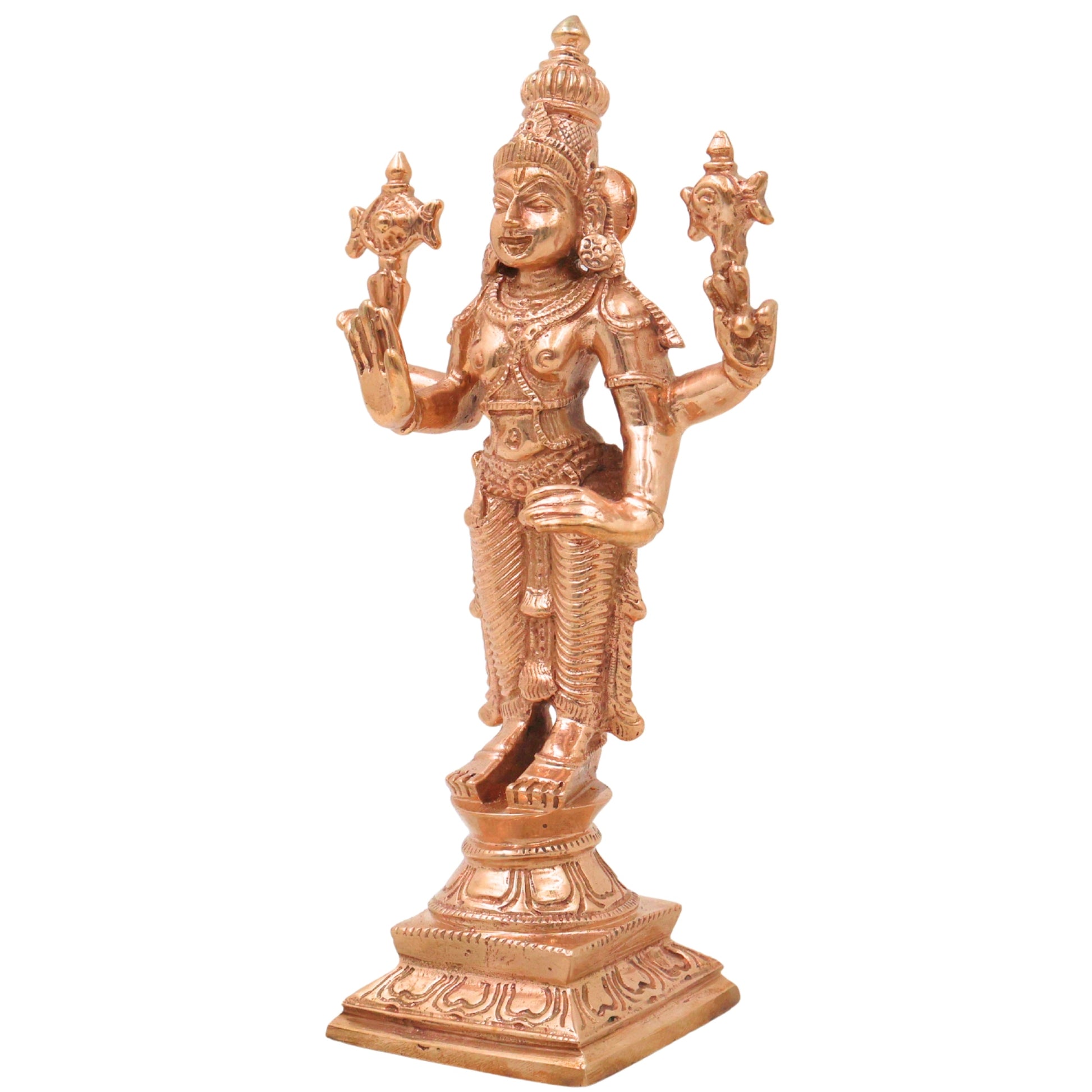 Bronze Perumal Vishnu Idol Sri Narayana Venkateshwara Balaji Lakshmi Narayan Ranganatha Murti Kansa Kamsya Handcrafted Temple Statue for Puja Home Decor, Gold, 6 Inch, 1 Piece