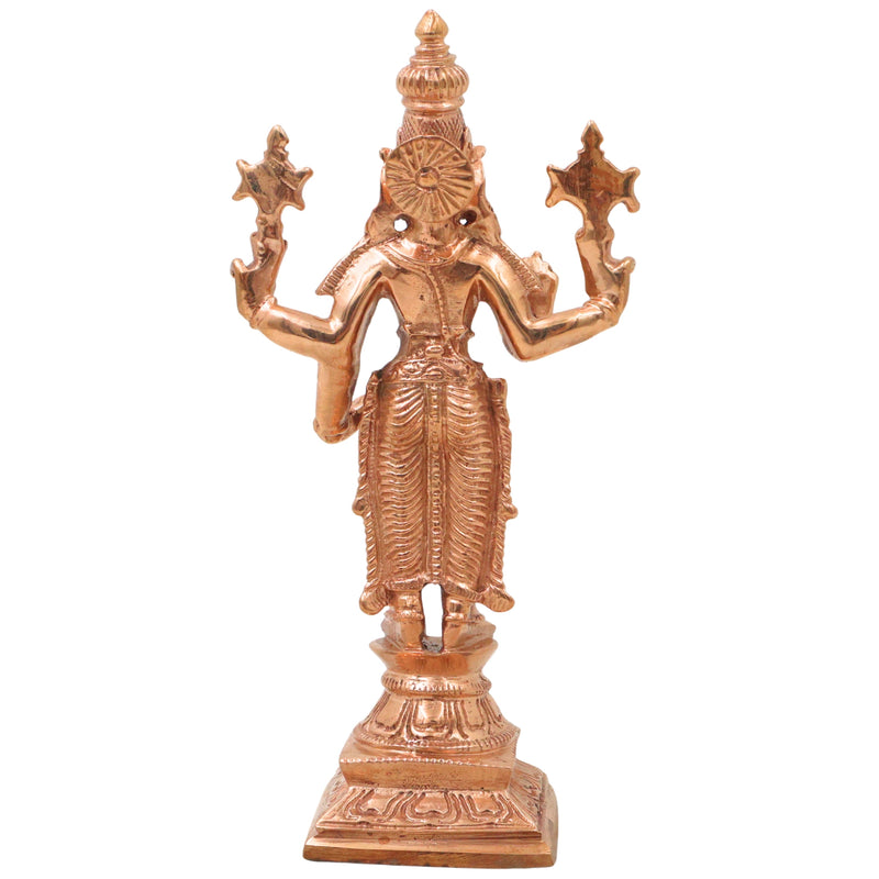 Bronze Perumal Vishnu Idol Sri Narayana Venkateshwara Balaji Lakshmi Narayan Ranganatha Murti Kansa Kamsya Handcrafted Temple Statue for Puja Home Decor, Gold, 6 Inch, 1 Piece