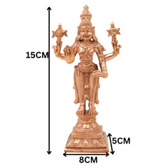 Bronze Lakshmi Narayana Vishnu With Sri Devi and Bhu Devi Idol Set Venkateswara Balaji Perumal Ranganatha Murti for Puja Mandir Home Decor Gift, Gold, 6 Inch, 1 Piece