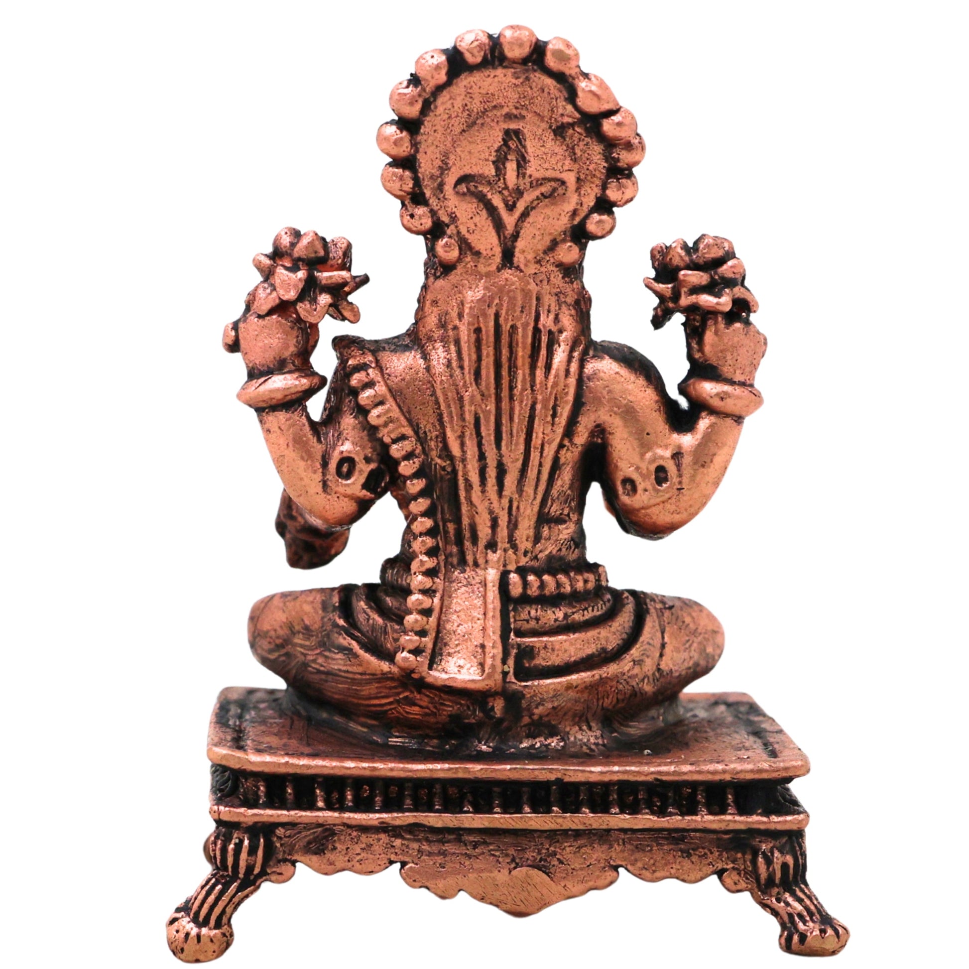 Copper Mahalakshmi Murti Lakshmi Devi Vigraha Tamra Laxmi Idol Pooja Mandir Statue Aishwarya Dhanalakshmi Gajalakshmi Narayani Decor Gift, Brown, 2.5 Inch, 1 Piece