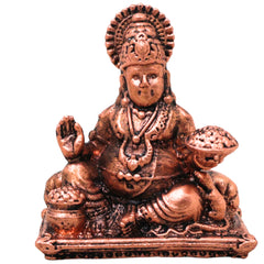 Copper Kuber Kubera Vaishravana Dhanadhipati Wealth God Murti Tamra Kubera Swami Idol Pooja Vigraham Home Decor Gift Statue, Brown, 2 Inch, 1 Piece
