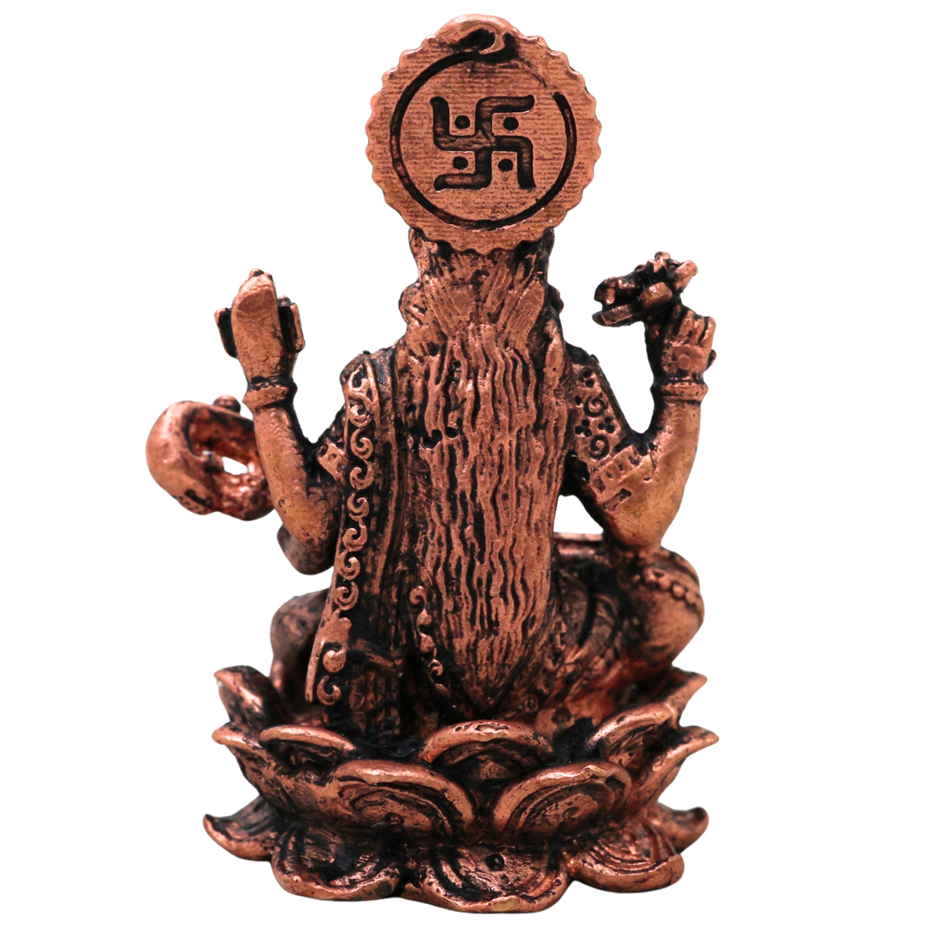 Copper Saraswati Idol Veenavadini Vagdevi Sharada Bharati Vidya Devi Murti for Pooja Mandir Home Decor Gift Tamra Vigraha Statue, Brown, 2.5 Inch, 1 Piece