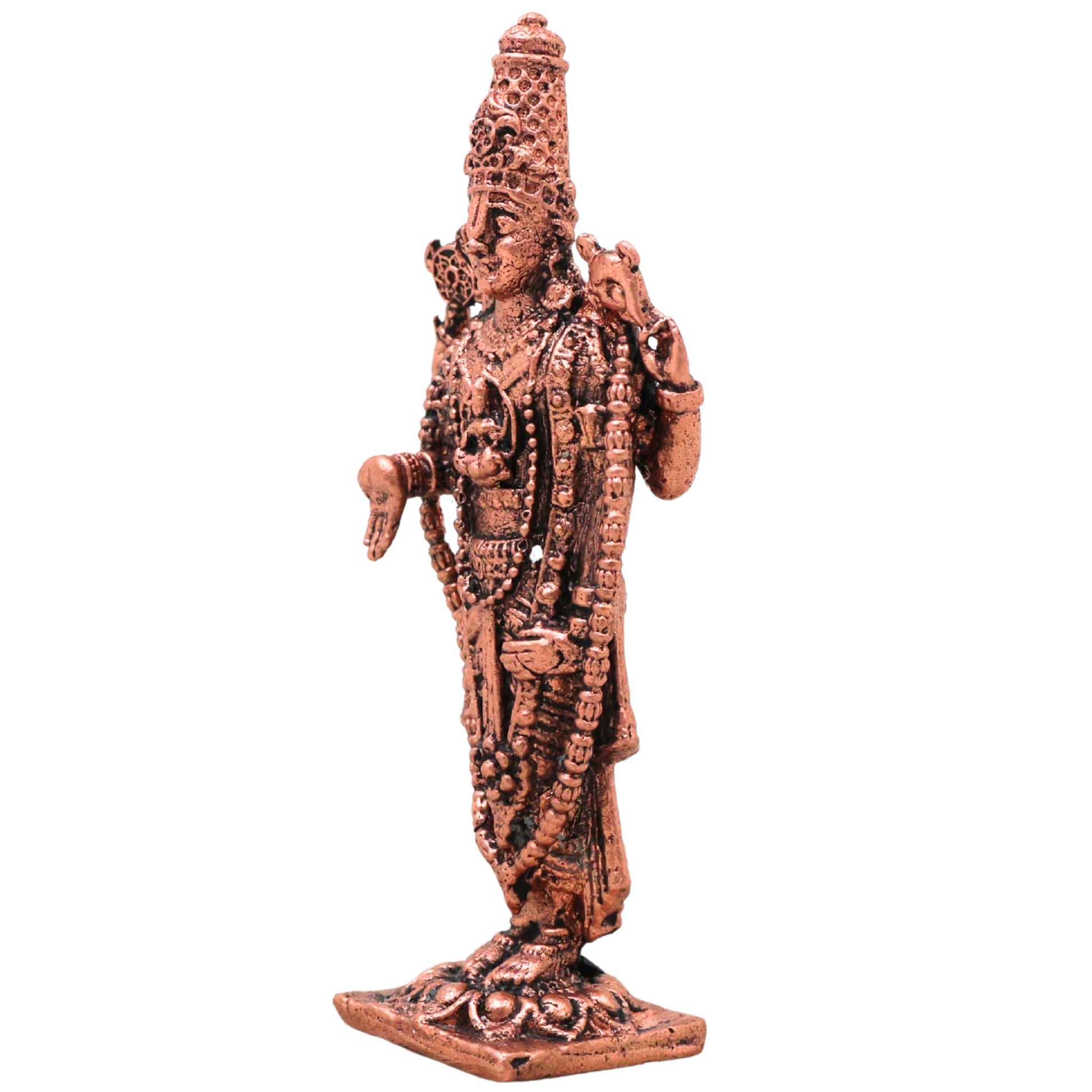 Copper Venkateshwara Balaji Srinivasa Tirupati Balaji Govinda Murti Idol for Pooja Decor Gift, Brown, 3 Inch, 1 Piece