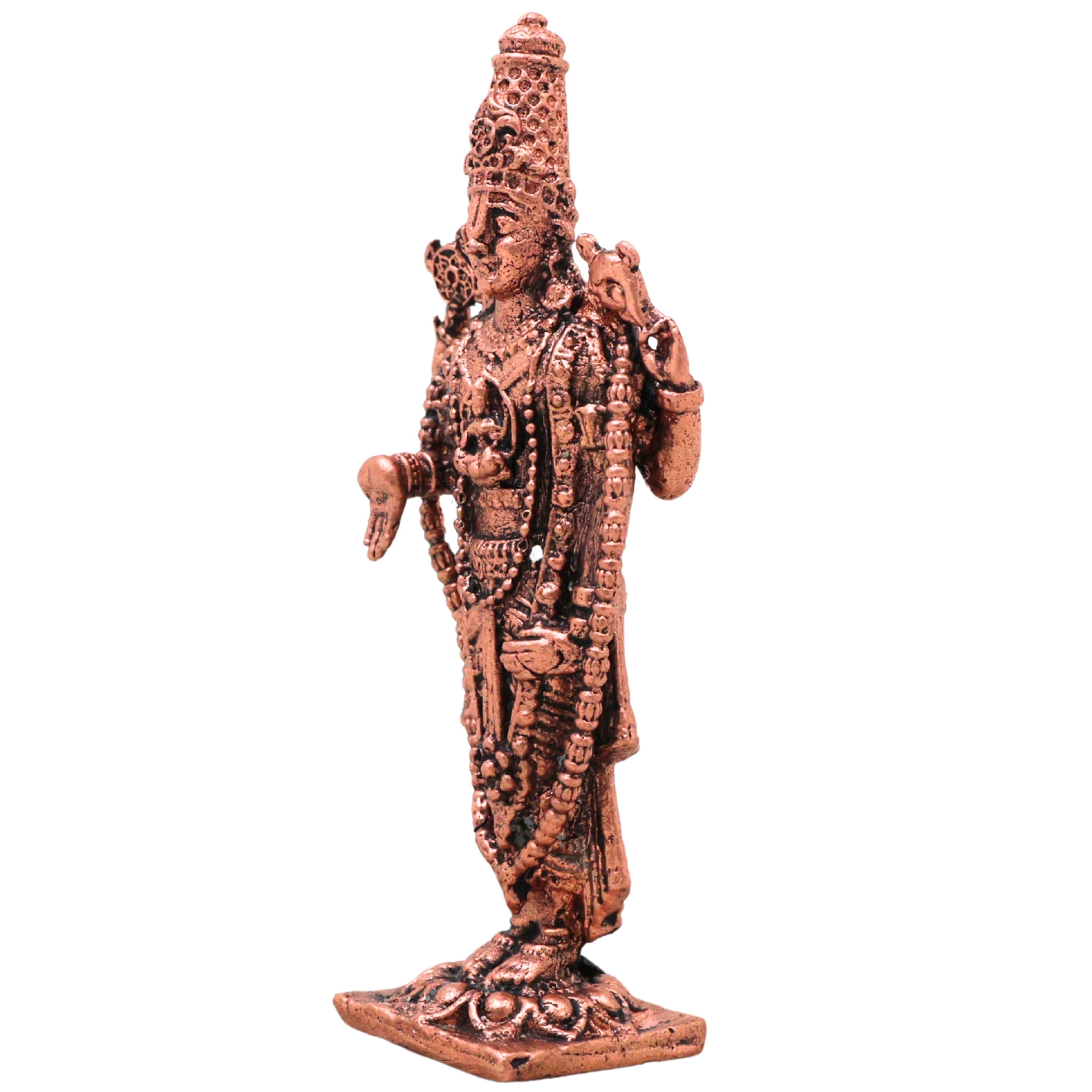 Copper Venkateshwara Balaji Srinivasa Tirupati Balaji Govinda Murti Idol for Pooja Decor Gift, Brown, 3 Inch, 1 Piece
