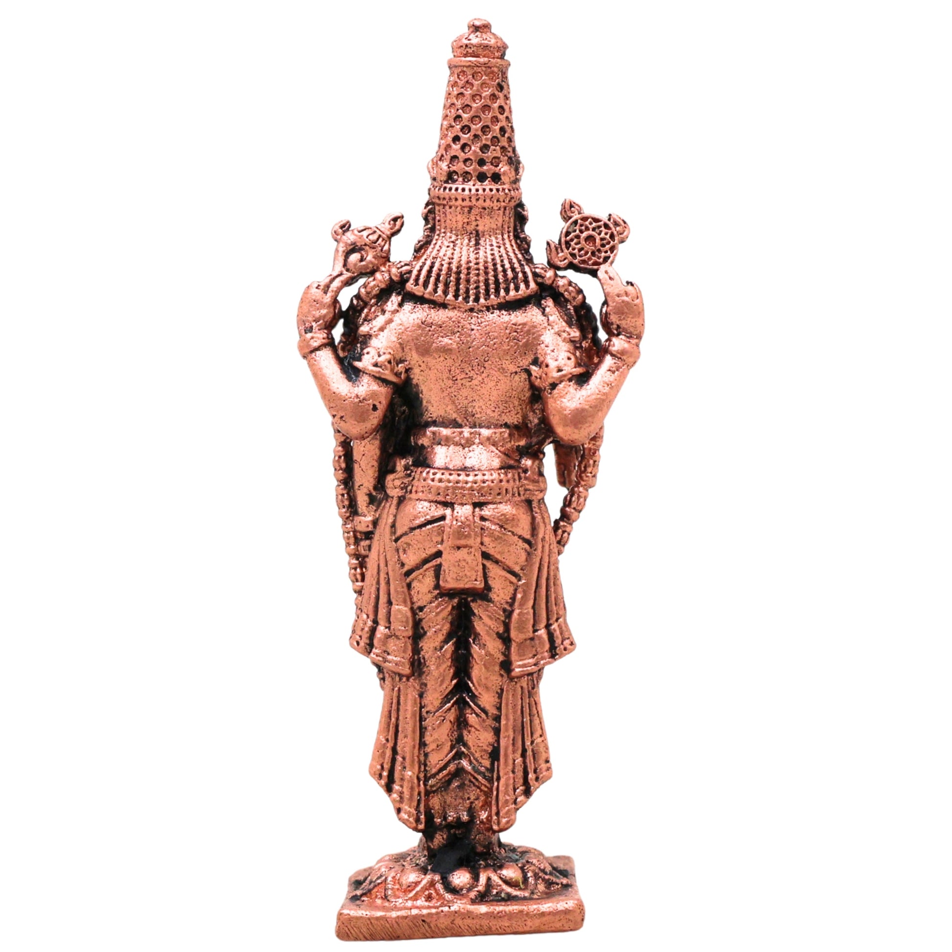 Copper Venkateshwara Balaji Srinivasa Tirupati Balaji Govinda Murti Idol for Pooja Decor Gift, Brown, 3 Inch, 1 Piece