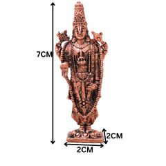 Copper Venkateshwara Balaji Srinivasa Tirupati Balaji Govinda Murti Idol for Pooja Decor Gift, Brown, 3 Inch, 1 Piece