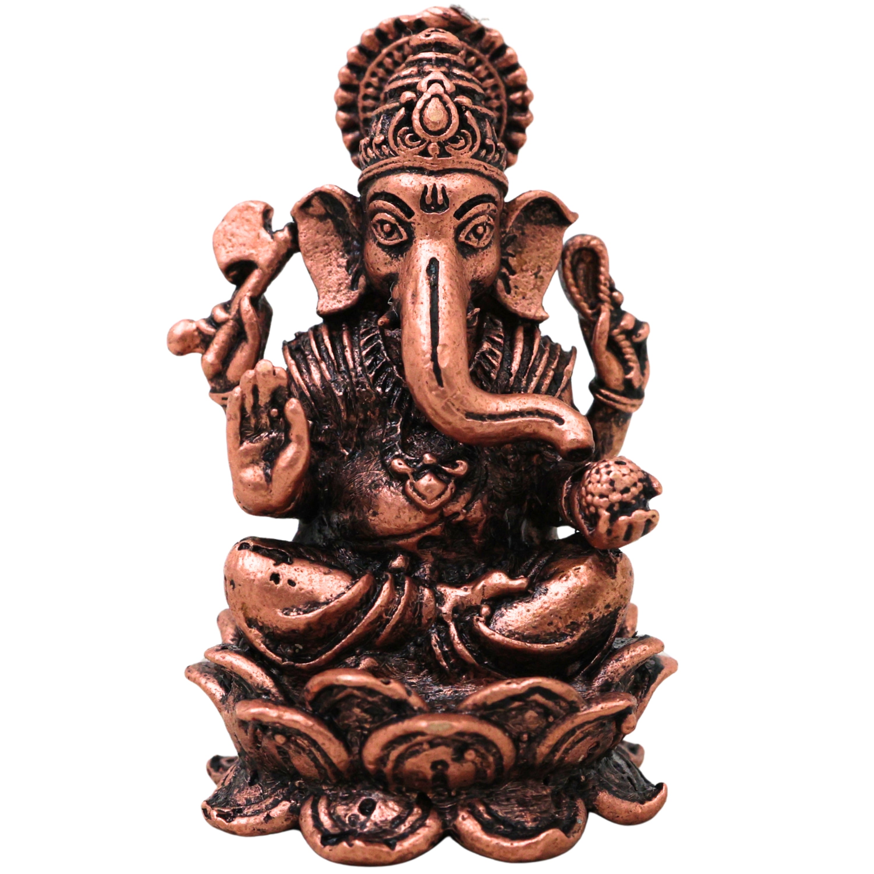 Copper Ganesha Idol Ganpati Vinayaka Murti Siddhivinayak Pillaiyar Taamra Ganapati Vigraha Puja Home Decor Gift, Brown, 2.5 Inch, 1 Piece