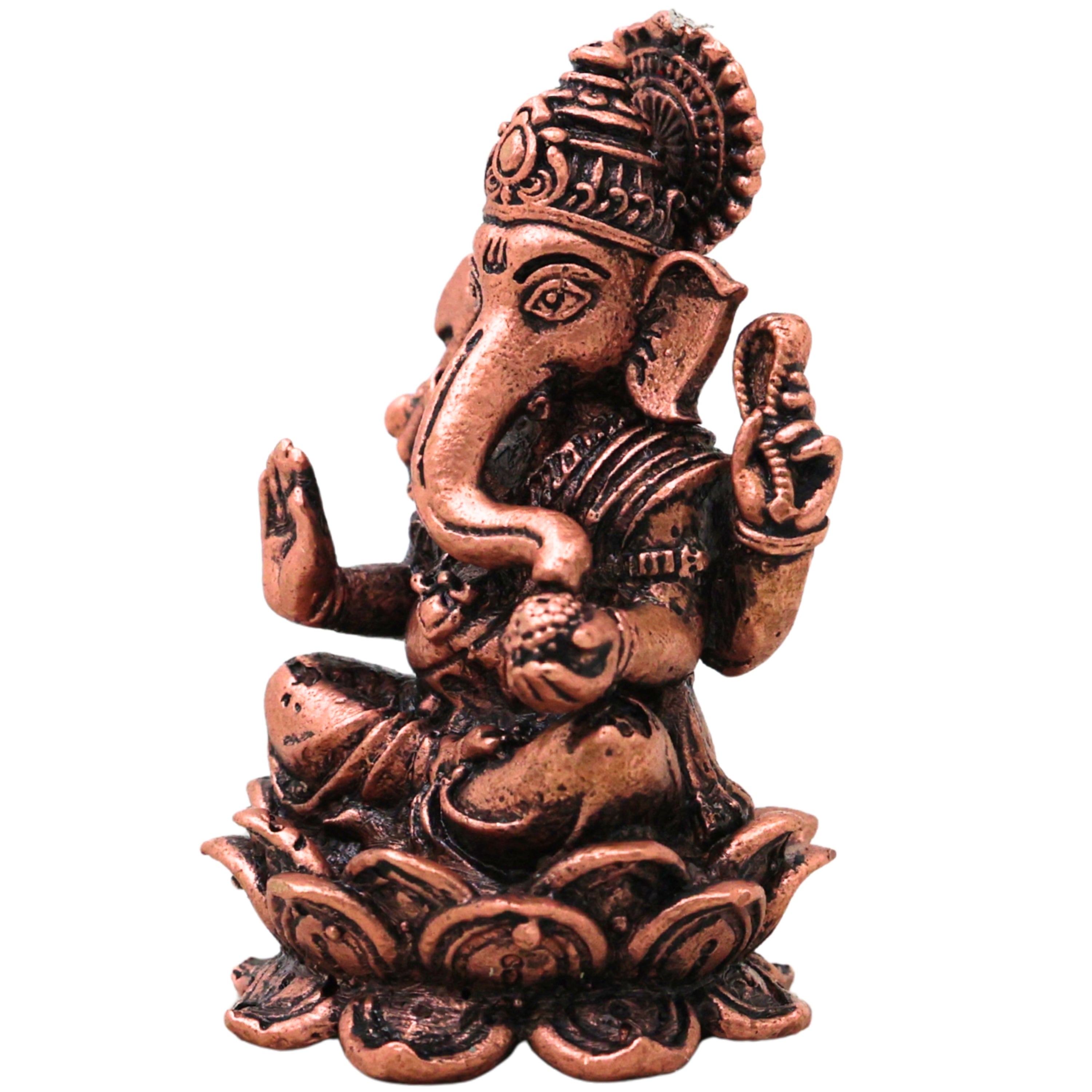 Copper Ganesha Idol Ganpati Vinayaka Murti Siddhivinayak Pillaiyar Taamra Ganapati Vigraha Puja Home Decor Gift, Brown, 2.5 Inch, 1 Piece