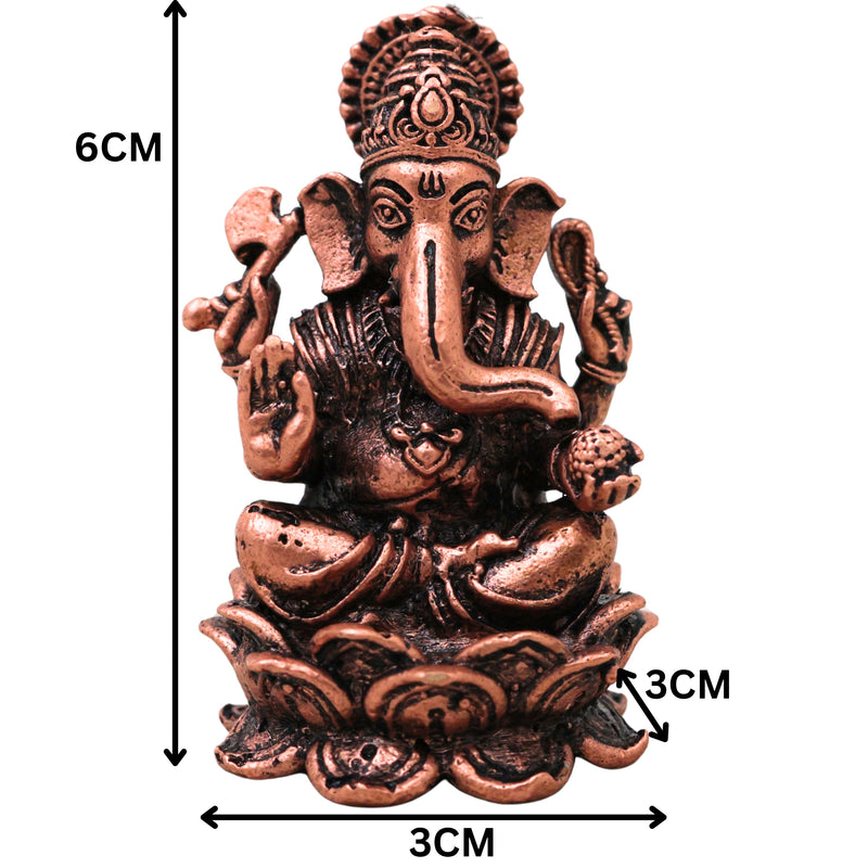 Copper Ganesha Idol Ganpati Vinayaka Murti Siddhivinayak Pillaiyar Taamra Ganapati Vigraha Puja Home Decor Gift, Brown, 2.5 Inch, 1 Piece