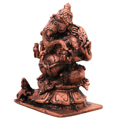 Copper Ganesha Idol Tamra Ganpati Vinayaka Murti Vighneshwar Pillaiyar Statue for Pooja Home Decor Gift, Brown, 3 Inch, 1 Piece