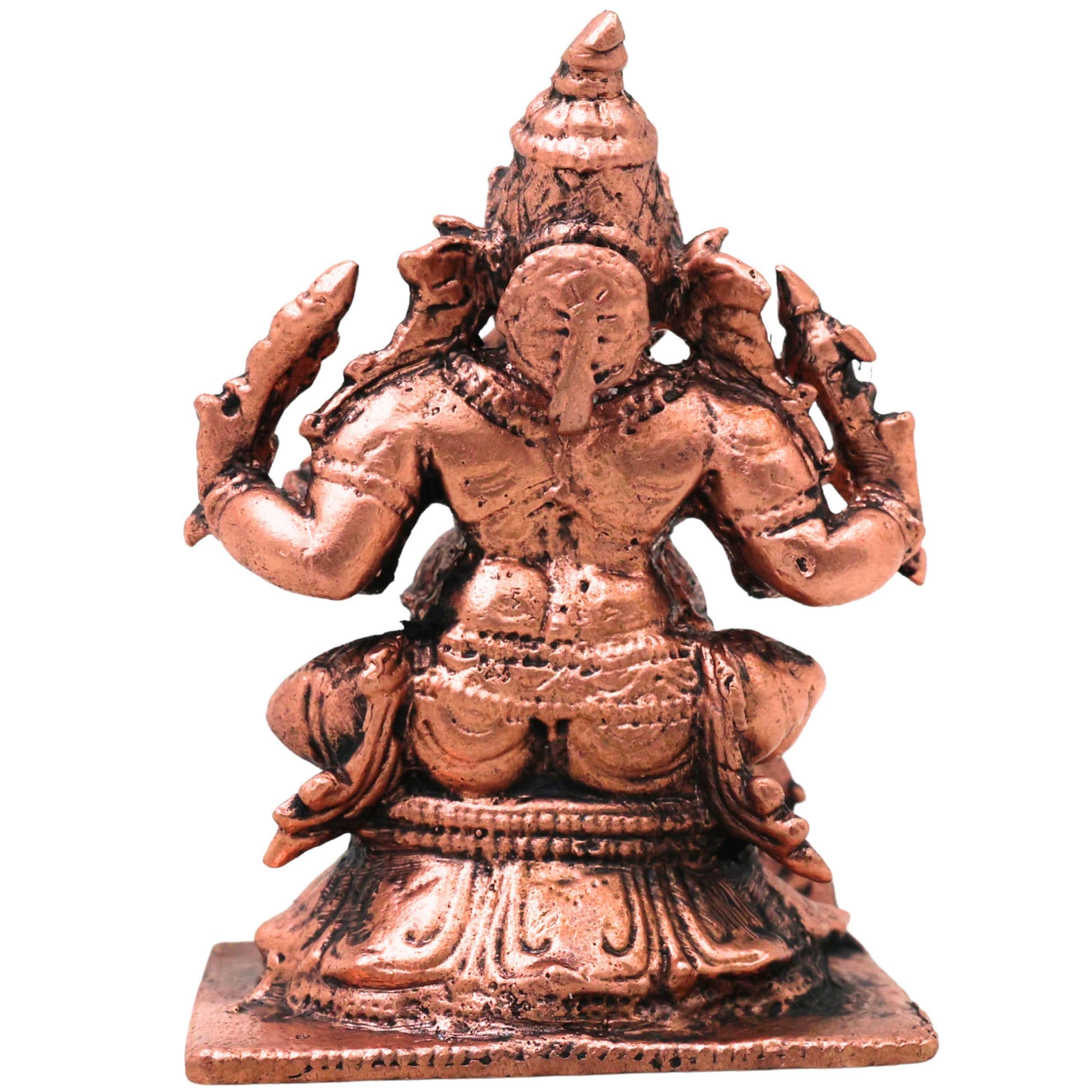 Copper Ganesha Idol Tamra Ganpati Vinayaka Murti Vighneshwar Pillaiyar Statue for Pooja Home Decor Gift, Brown, 3 Inch, 1 Piece