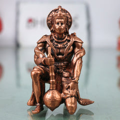 Copper Hanuman Idol Bajrangbali Anjaneya Pavanputra Sankatmochan Tamra Murti for Puja Mandir Home Decor Gift, Brown, 3 Inch, 1 Piece