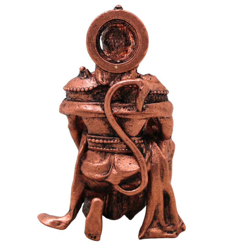 Copper Hanuman Idol Bajrangbali Anjaneya Pavanputra Sankatmochan Tamra Murti for Puja Mandir Home Decor Gift, Brown, 3 Inch, 1 Piece