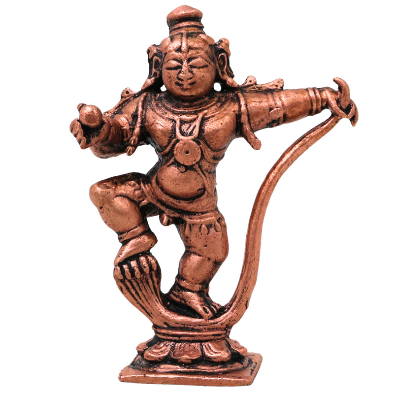 Copper Laddu Gopal Sheshnag Idol Bal Krishna Ananta Shesha Murti Puja Vigraha Statue Home Decor Gift, Brown, 3 Inch, 1 Piece