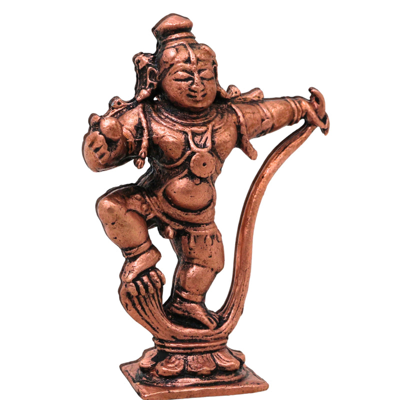 Copper Laddu Gopal Sheshnag Idol Bal Krishna Ananta Shesha Murti Puja Vigraha Statue Home Decor Gift, Brown, 3 Inch, 1 Piece