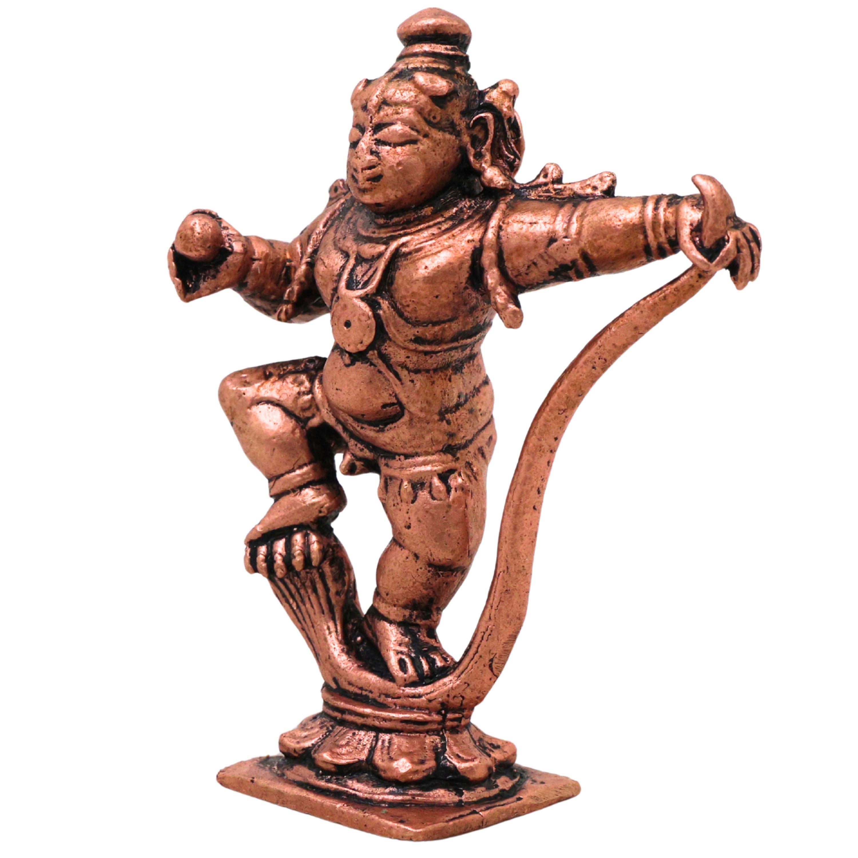 Copper Laddu Gopal Sheshnag Idol Bal Krishna Ananta Shesha Murti Puja Vigraha Statue Home Decor Gift, Brown, 3 Inch, 1 Piece