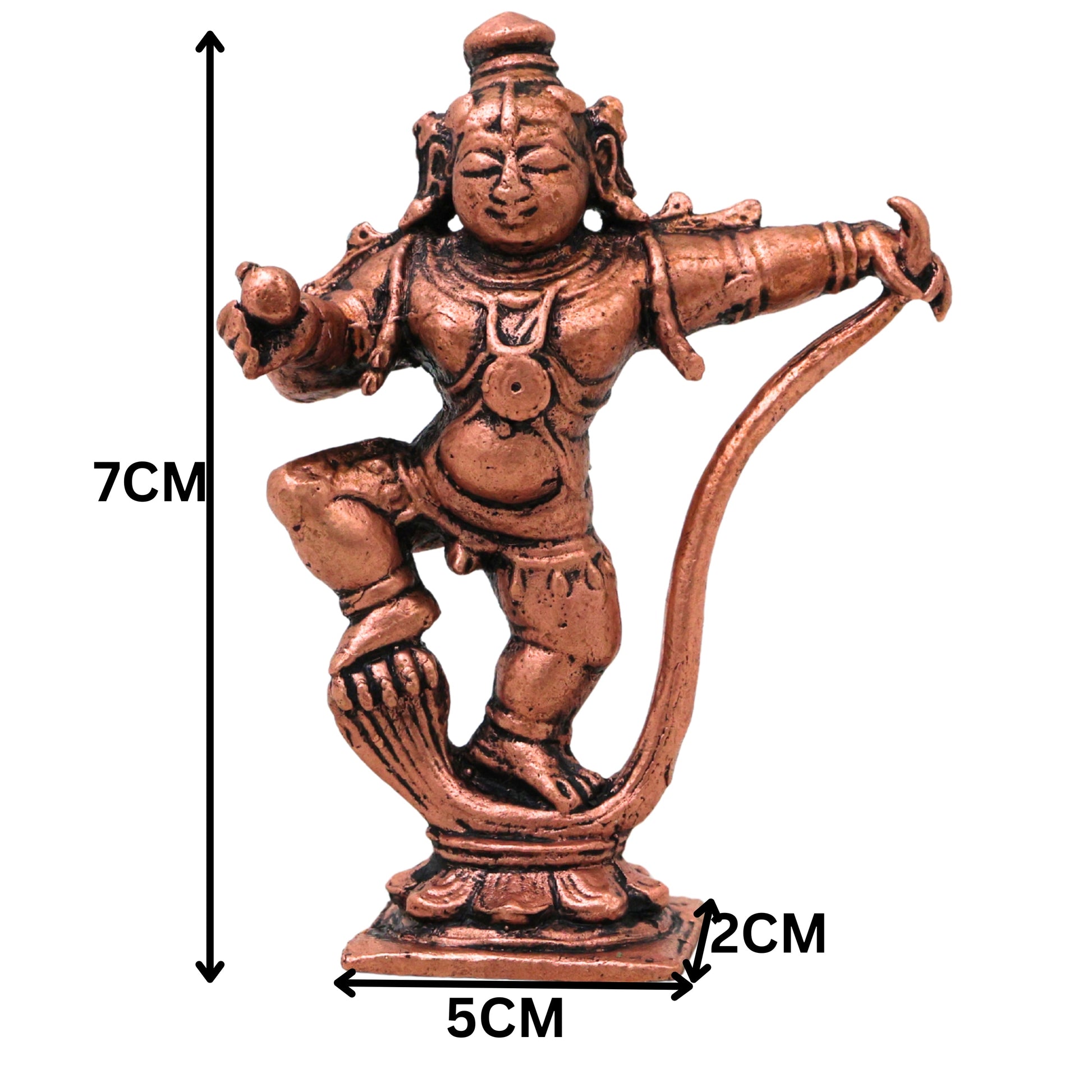 Copper Laddu Gopal Sheshnag Idol Bal Krishna Ananta Shesha Murti Puja Vigraha Statue Home Decor Gift, Brown, 3 Inch, 1 Piece
