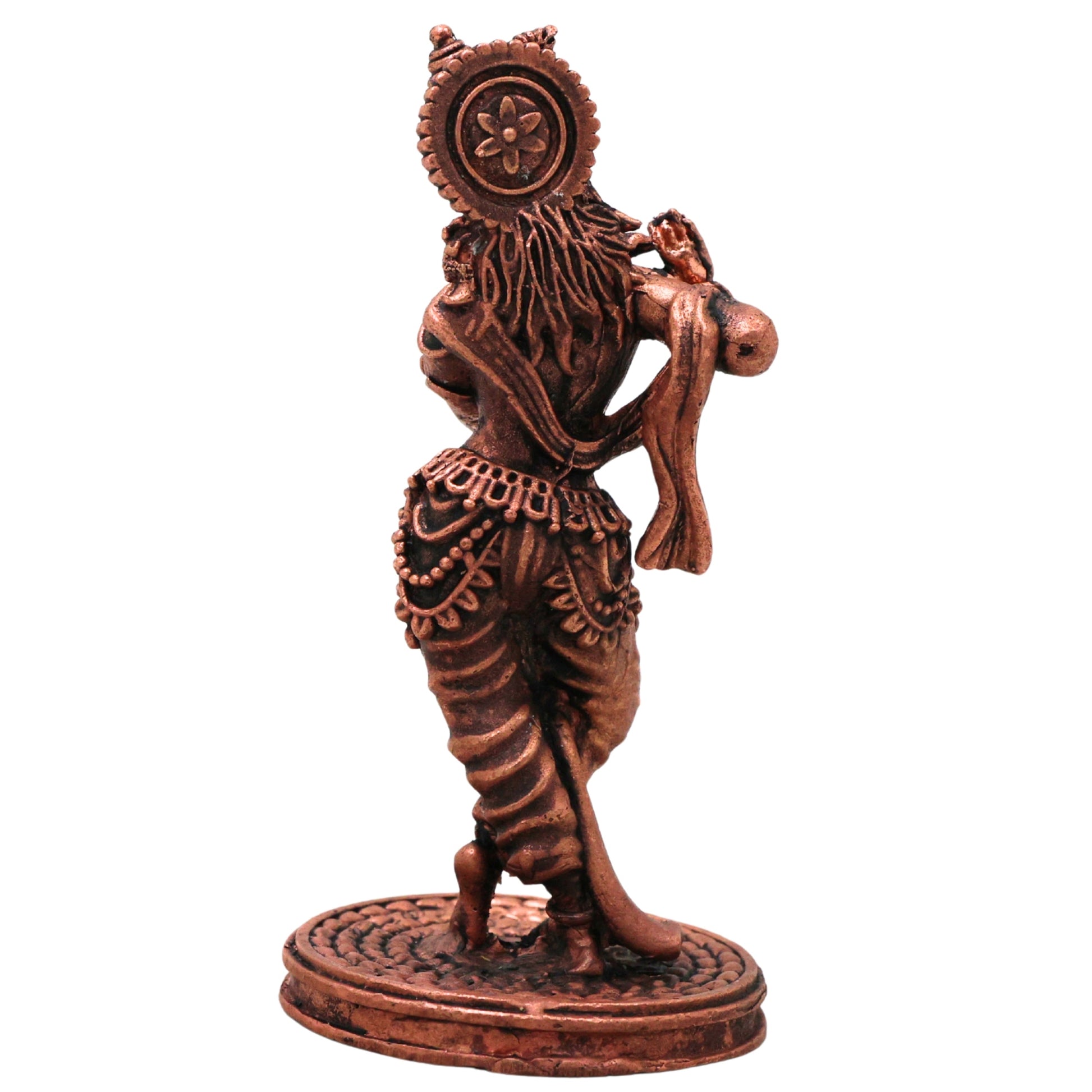 Copper Krishna Idol Tamra Vigraham Murti Gopala Govinda Kanhaiya Murlidhar Shyamsundar Statue for Pooja Home Decor, Brown, 3 Inch, 1 Piece