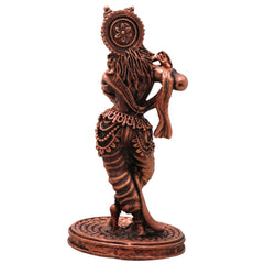 Copper Krishna Idol Tamra Vigraham Murti Gopala Govinda Kanhaiya Murlidhar Shyamsundar Statue for Pooja Home Decor, Brown, 3 Inch, 1 Piece