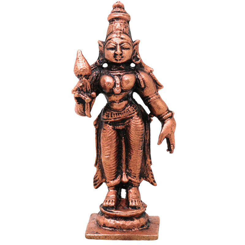 Copper Sri Devi Mahalakshmi Lakshmi Padmavati Andal Idol Murti Pooja Decor, Brown, 3 Inch, 1 Piece