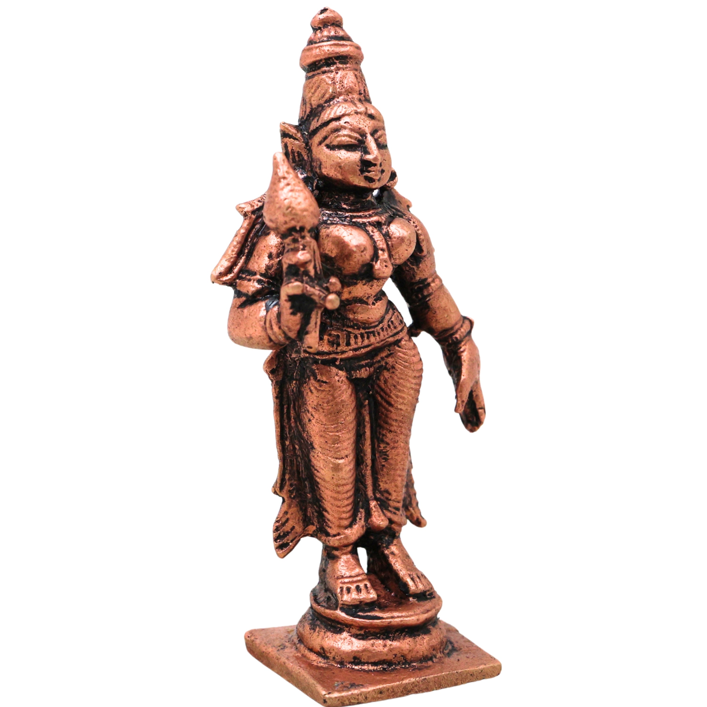 Copper Sri Devi Mahalakshmi Lakshmi Padmavati Andal Idol Murti Pooja Decor, Brown, 3 Inch, 1 Piece