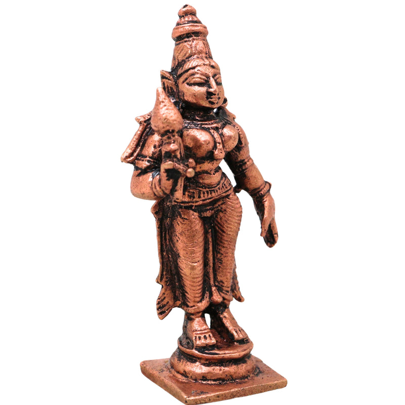 Copper Sri Devi Mahalakshmi Lakshmi Padmavati Andal Idol Murti Pooja Decor, Brown, 3 Inch, 1 Piece