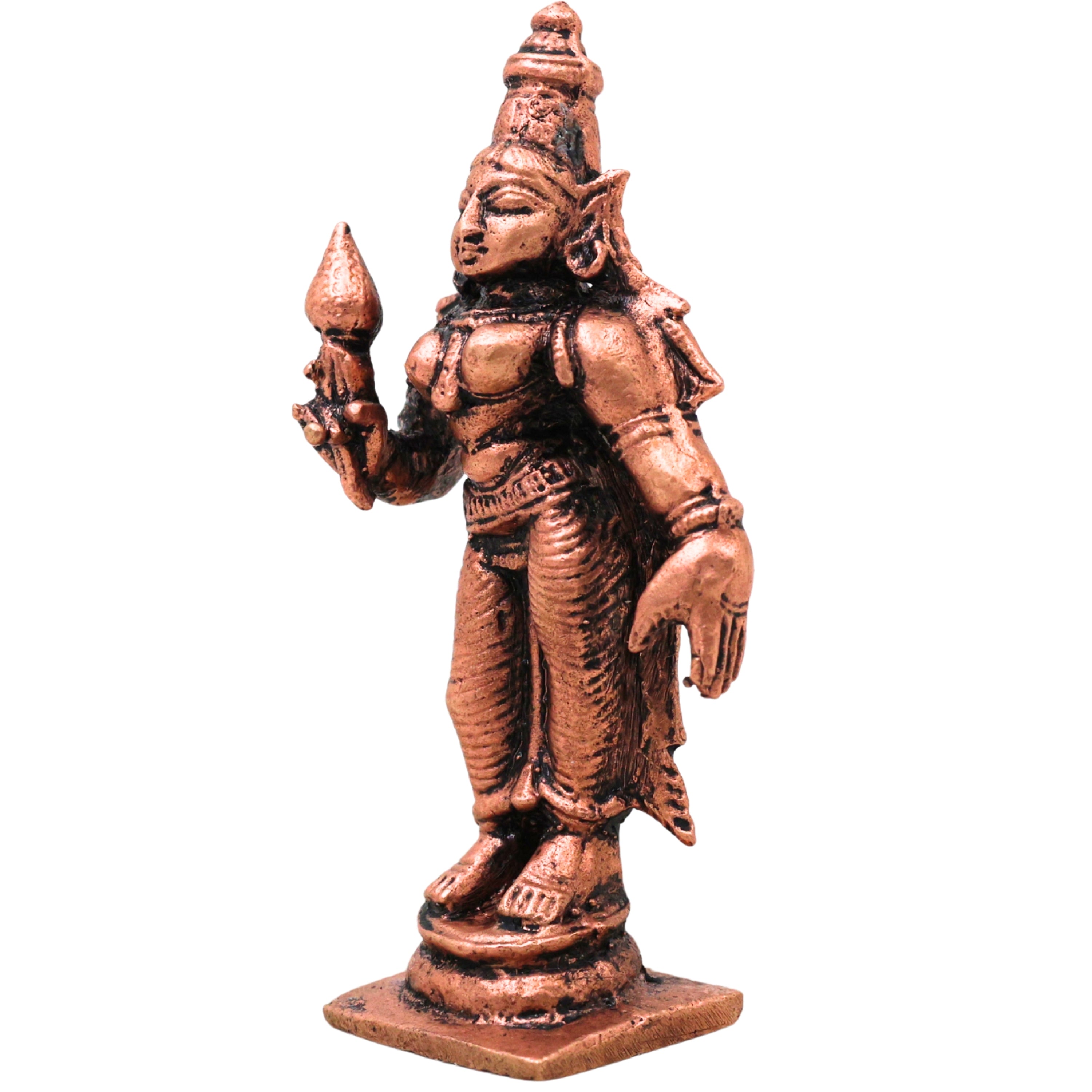 Copper Sri Devi Mahalakshmi Lakshmi Padmavati Andal Idol Murti Pooja Decor, Brown, 3 Inch, 1 Piece
