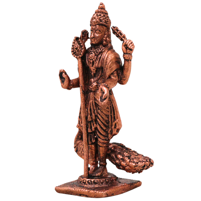 Copper Murugan Idol Kartikeya Subramanya Shanmukha Swamy Murti for Pooja Mandir Home Decor Statue, Brown, 2.5 Inch, 1 Piece